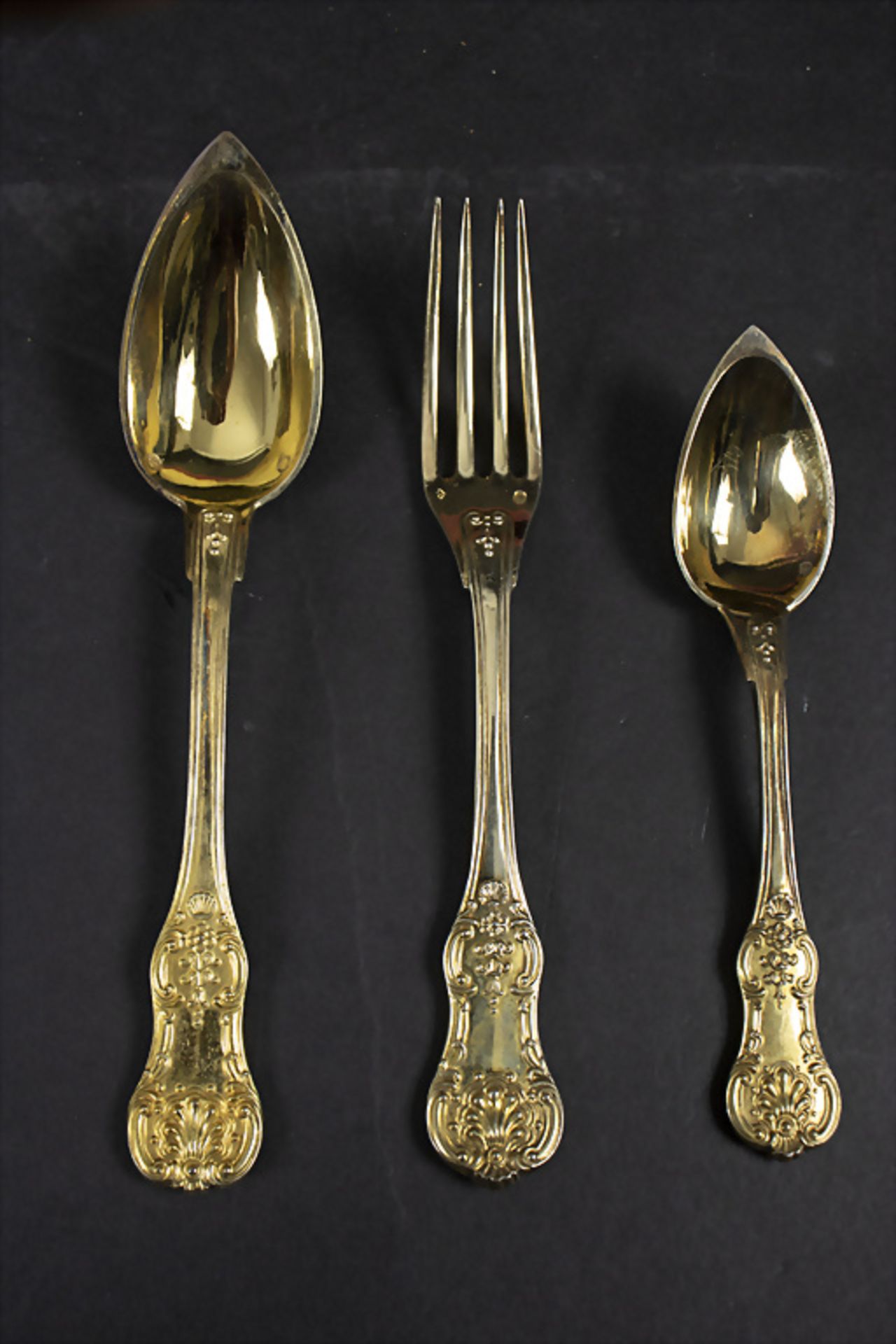 Silberbesteck für 24 Personen / 72 pieces of gilded silver cutlery, Francois Xavier Jeannotat, ... - Bild 4 aus 12