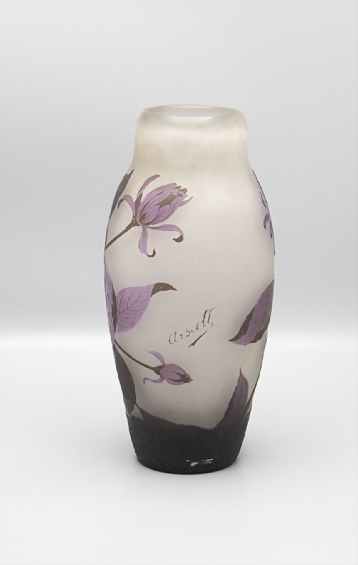Jugendstil Vase mit Chrysanthemen, Arsall, Vereinigte Lausitzer Glaswerke AG, ... - Image 3 of 4