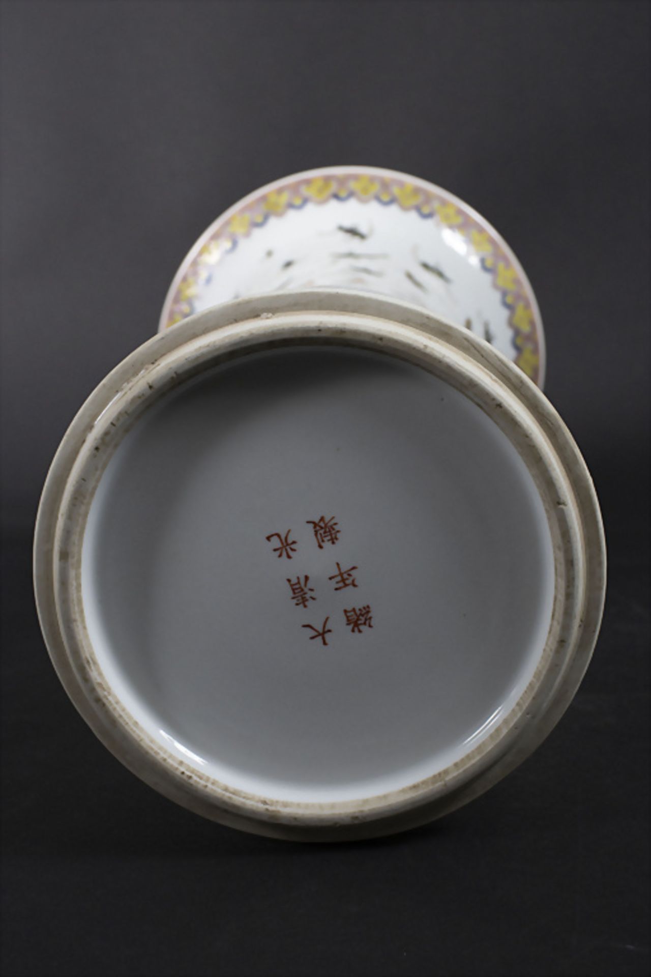 Porzellanvase mit Insekten in Gu Form / A GU shaped porcelain vase wih insects, China, 19./20. Jh. - Bild 9 aus 9