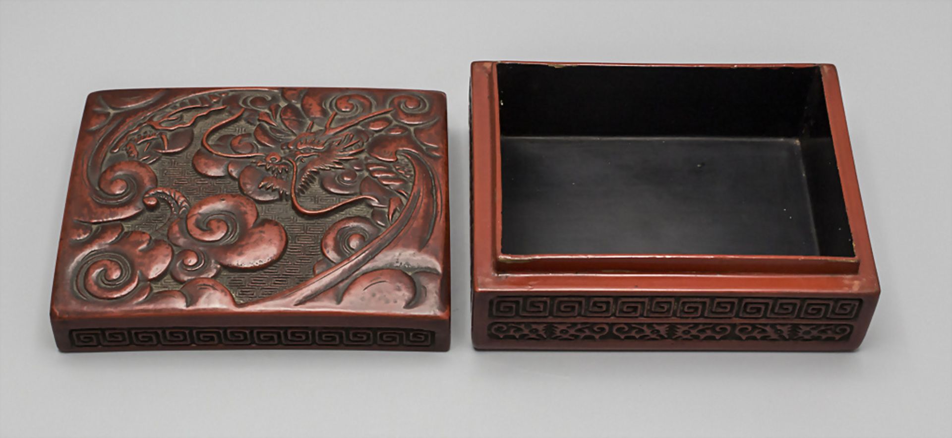 Lackdose mit Tablett / A lacquer box with tray, China, 19. Jh. - Bild 6 aus 7