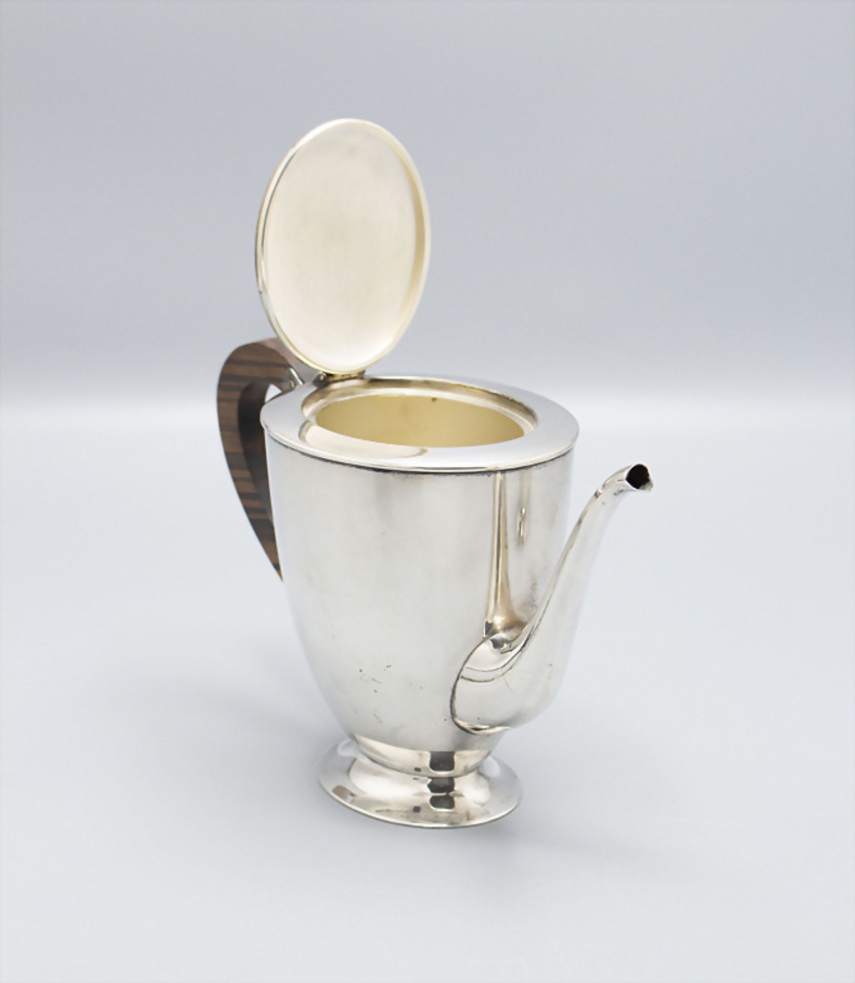 Art Déco Mokkakanne und Zuckerdose / An Art Deco plated mocha pot and sugar bowl, Argentor, ... - Bild 3 aus 9
