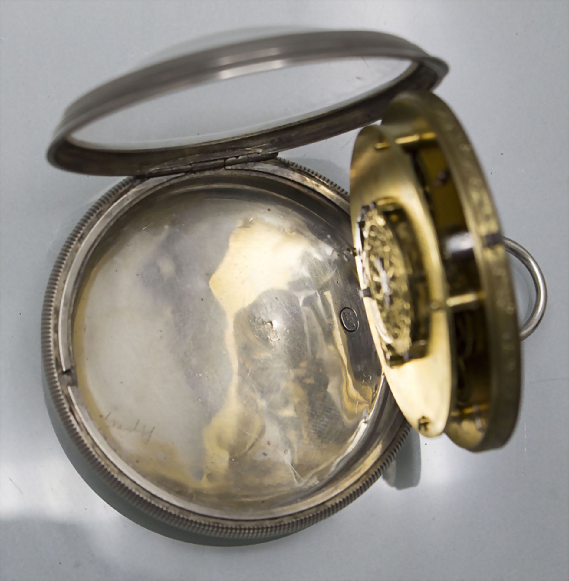 Taschenuhr mit zwei Zeitzonen / A silver pocket watch with 2 time zones, Esquivillon & ... - Image 7 of 8