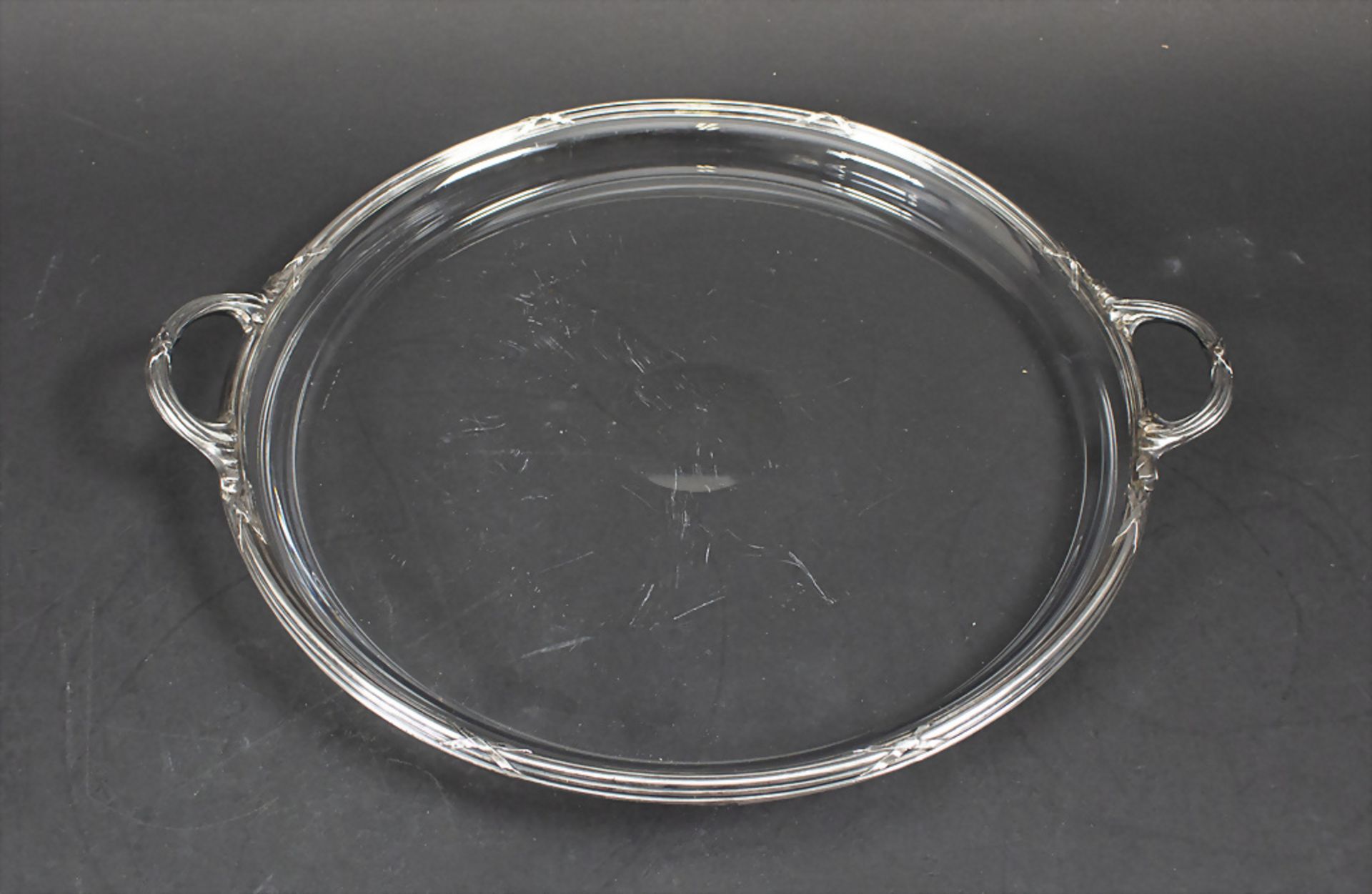 Großes Glastablett mit Silbermontur / A large glass tray with silver mount, Boutet Fils & ...