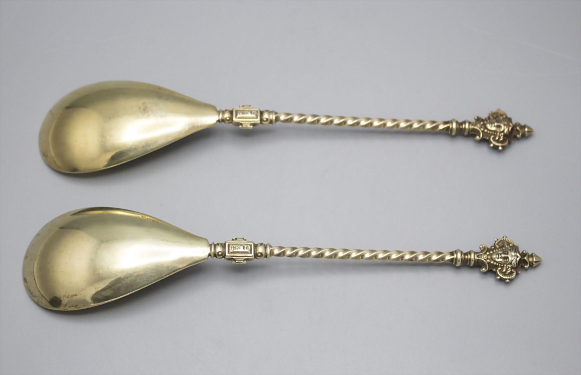 2 Vorlegelöffel / 2 silver serving spoons, deutch, um 1890 - Image 2 of 5