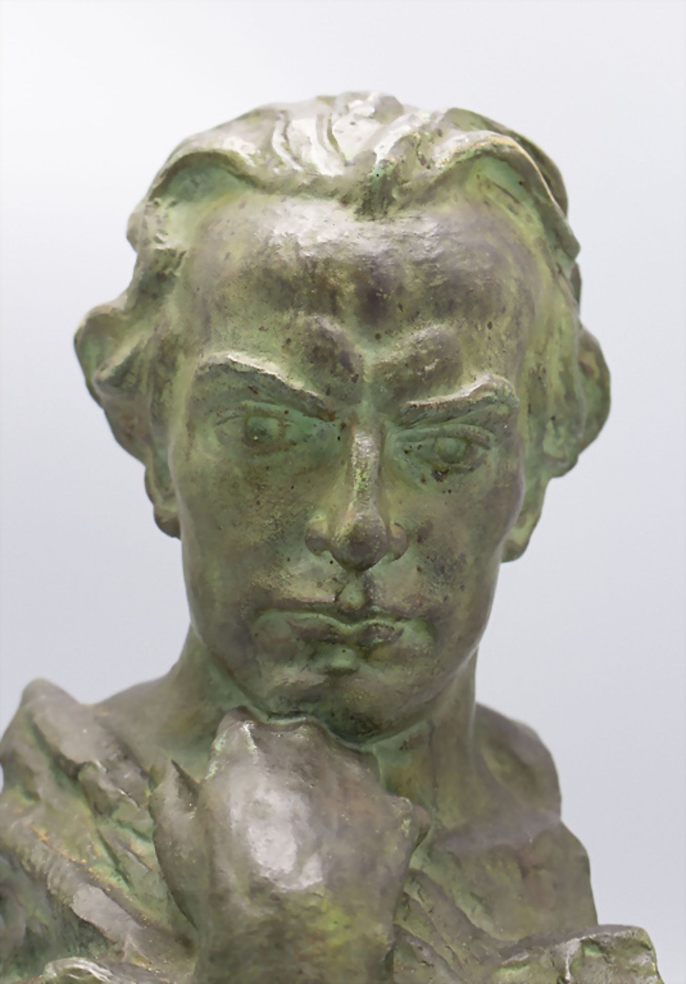 J. Becox wohl für Jean Marais (1913-1998), Bronze Skulptur 'Büste eines nachdenklichen Mannes' ... - Image 2 of 7