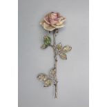 Rose aus Porzellan und Silber / A single stem porcelain and silver rose, Florenz, vor 1971