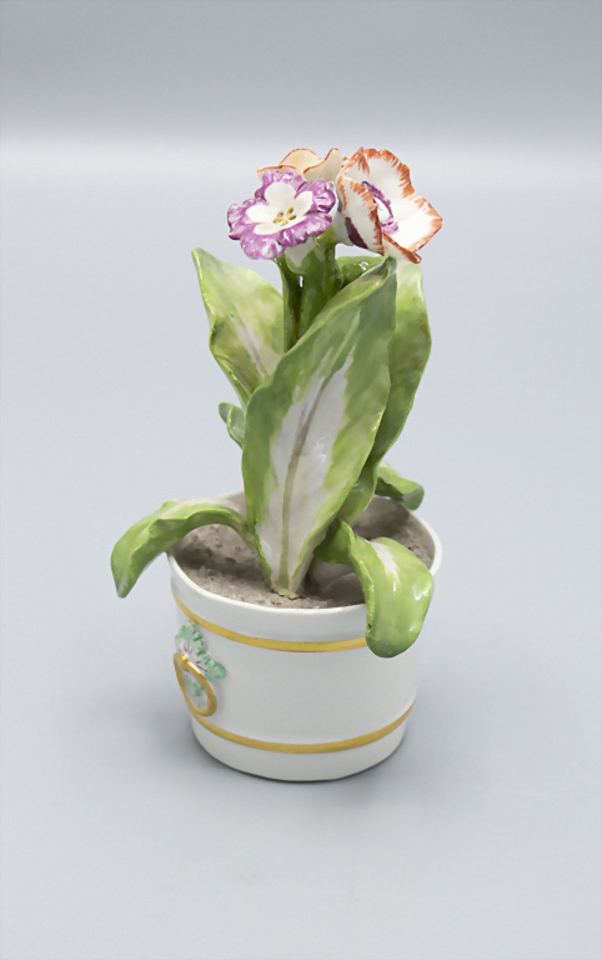 Kleiner Cachepot mit Zierblume / A small flower pot with porcelain flowers, Meissen, ... - Bild 2 aus 4