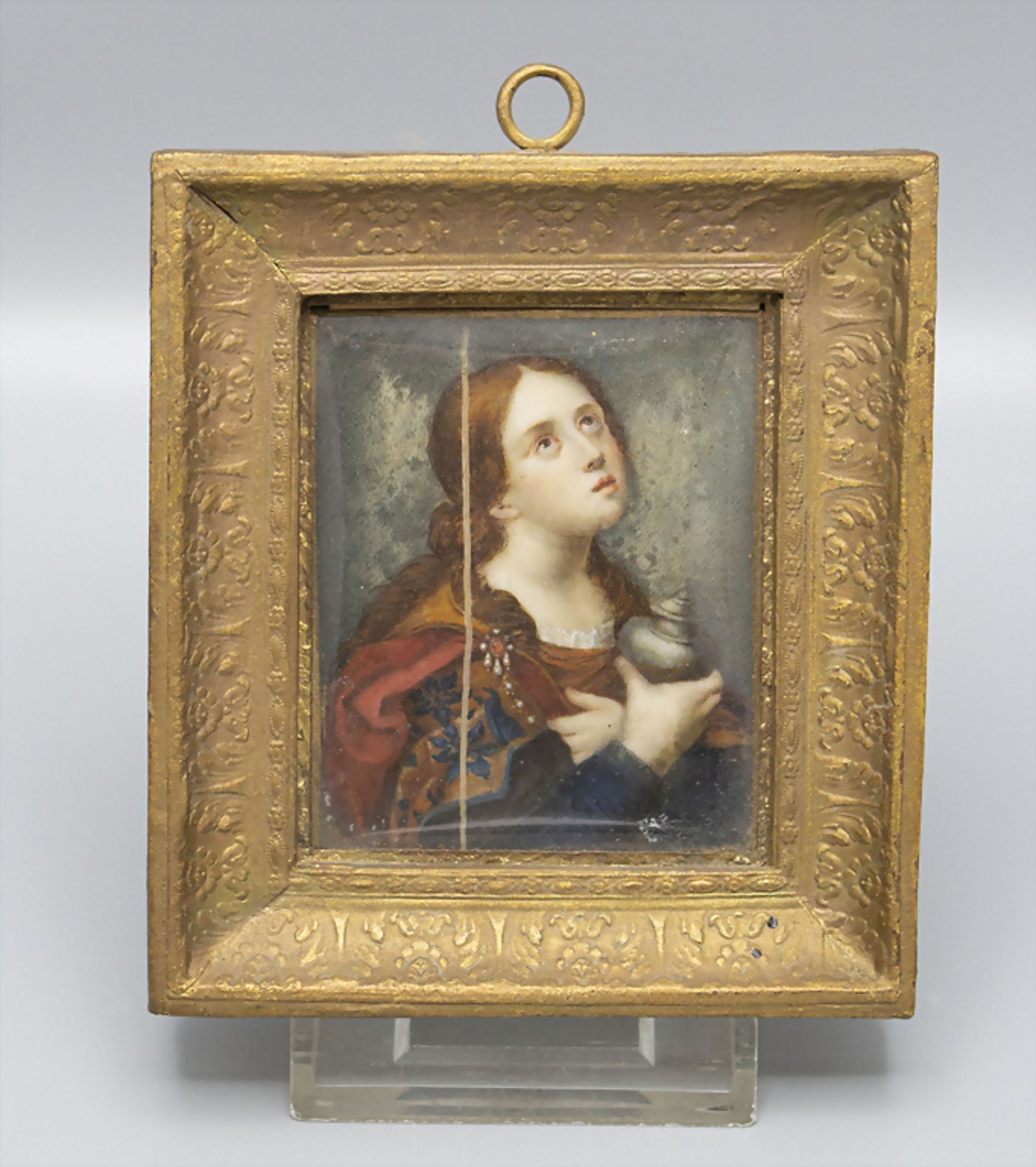 Miniatur Porträt der hl. Maria Magdalena mit dem Salbgefäß / An miniature portrait of Mary ... - Bild 2 aus 3