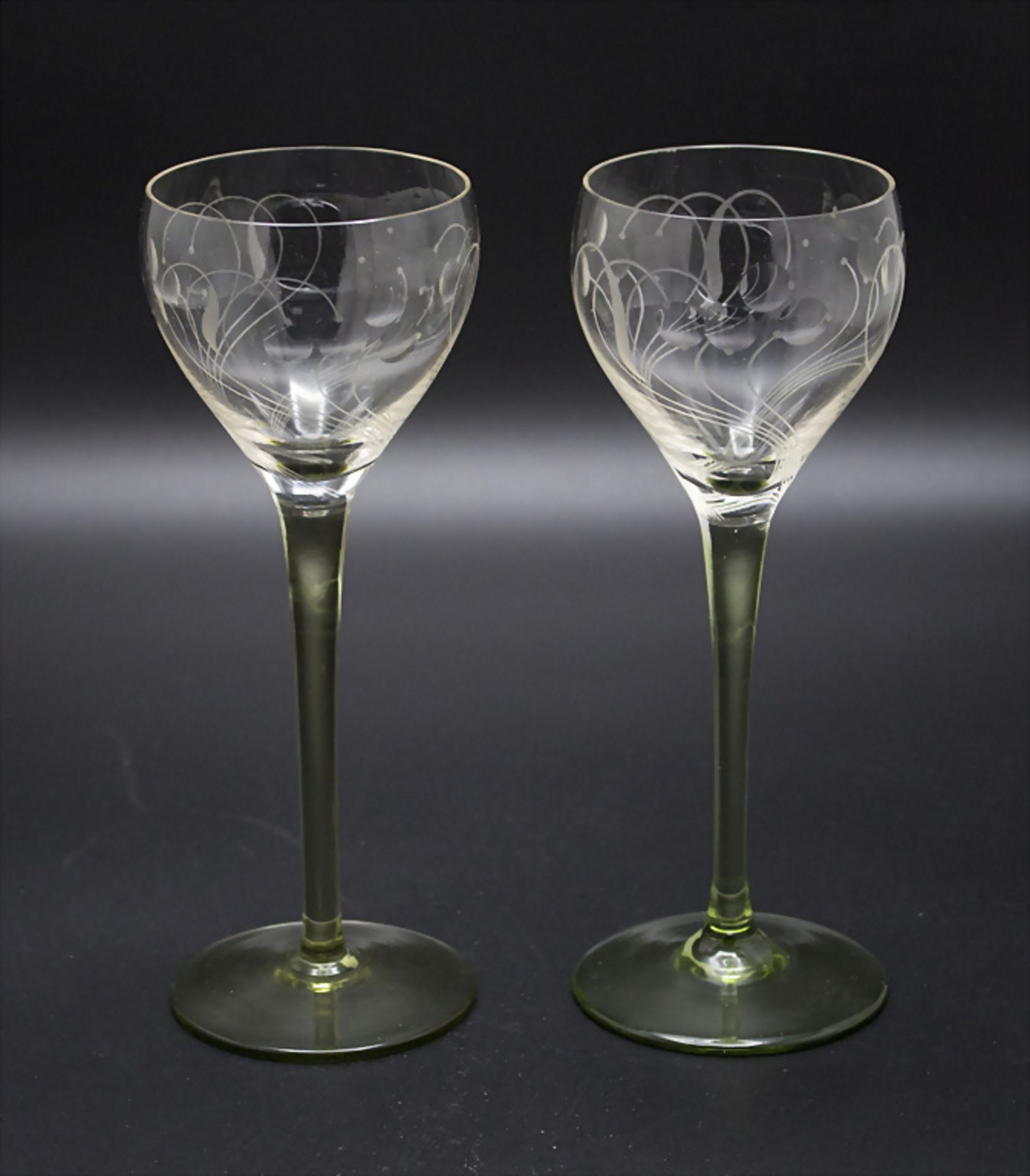 Paar Jugendstil Stengelgläser / A pair of Art Nouveau glasses, Anfang 20. Jh.