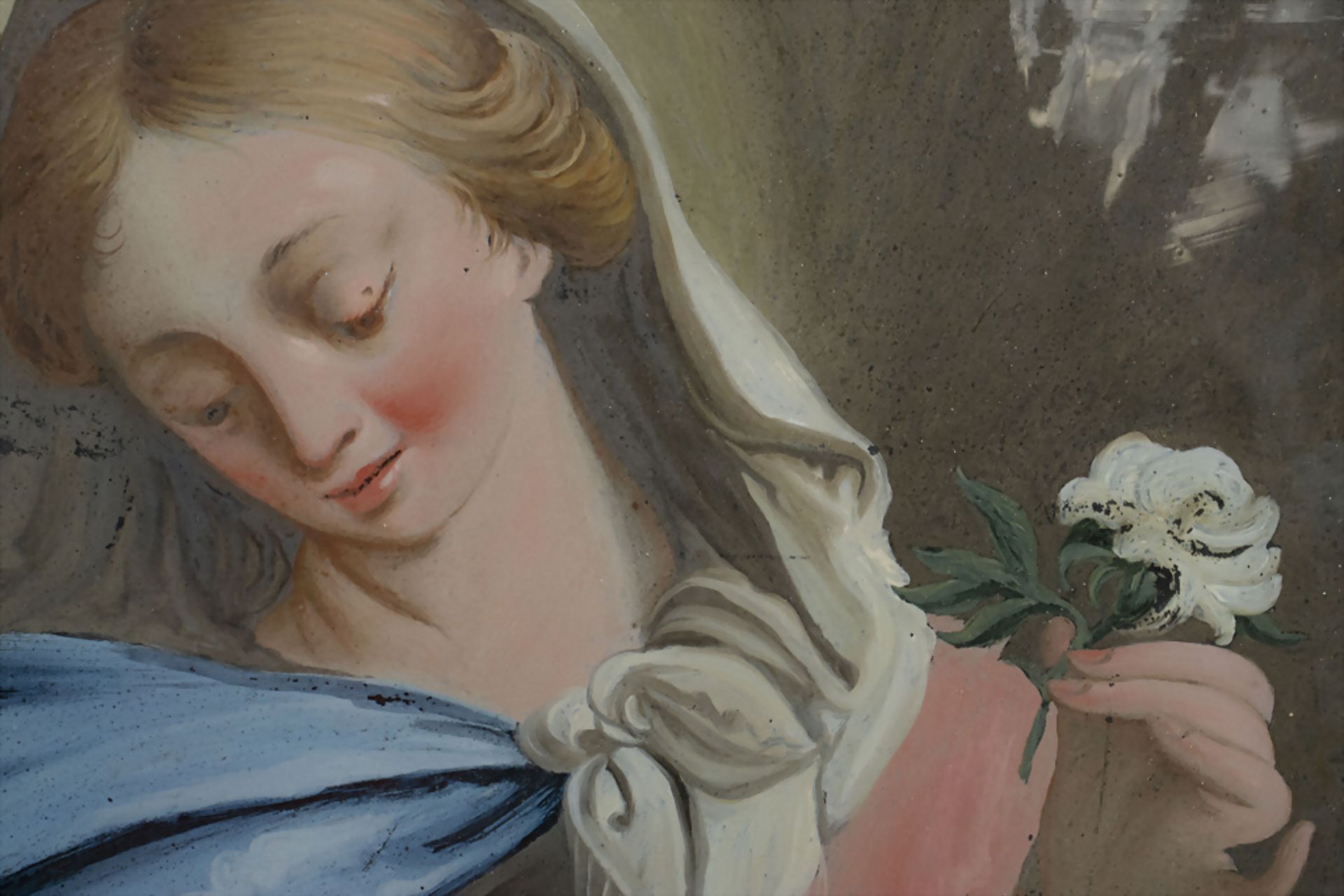 Hinterglasmalerei 'Maria mit Jesuskind' / 'Madonna with Jesus', Augsburger Schule, 18./19. Jh. - Bild 4 aus 6