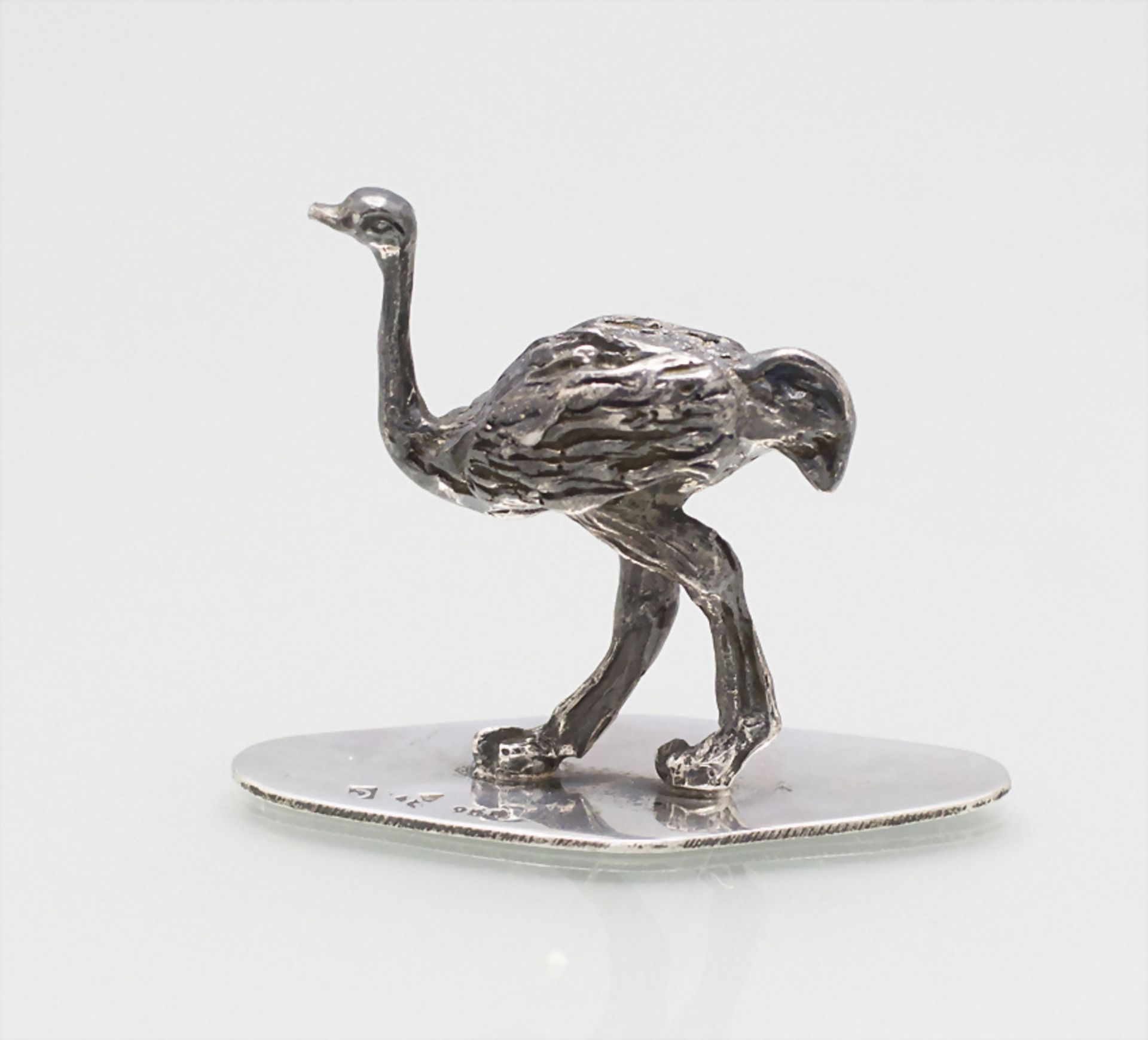 Miniatur Silber Vogel Strauß / A silver miniature figure of an ostrich, Mitte 20. Jh.