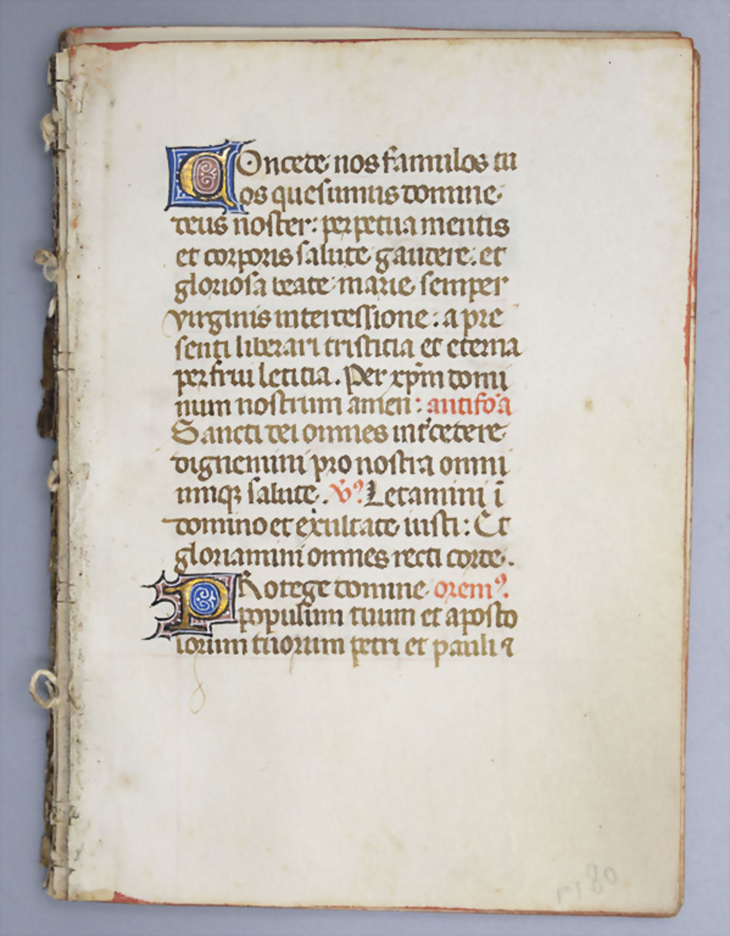 19 Stundenbuchblätter mit Prachtmajuskeln / 19 splendid book of hours sheets, 15. Jh. - Bild 3 aus 7