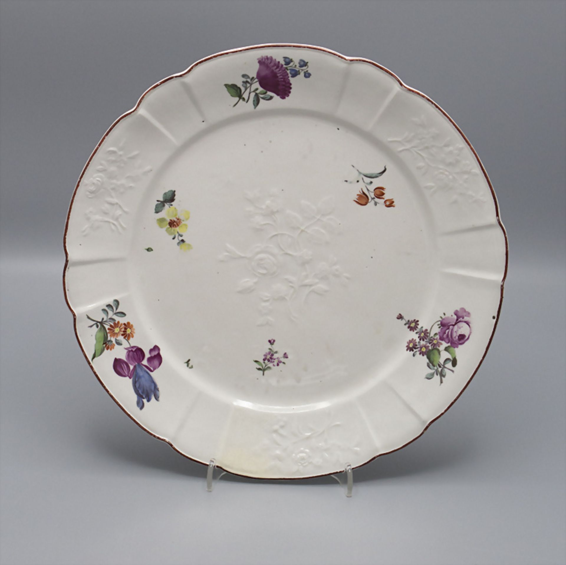 4 Teller mit Blumenmalerei / 4 porcelain plates with flowers, Frankenthal, um 1776 - Image 8 of 9