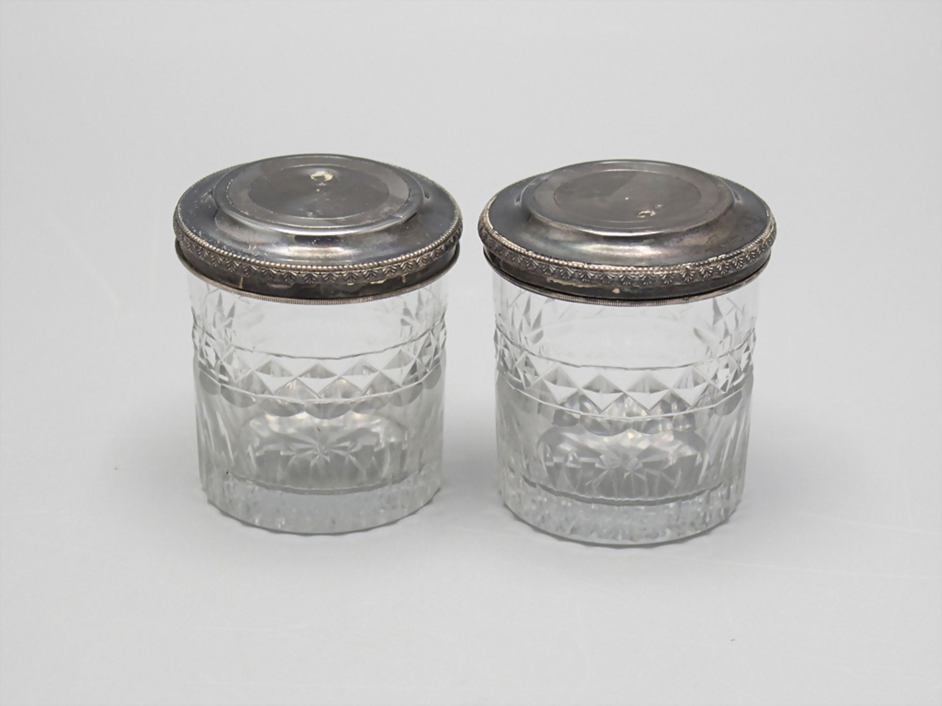 Zwei Empire Nécessaires / 2 Empire glass jars with silver lid, Pierre Leplain, Paris, 1803-1809