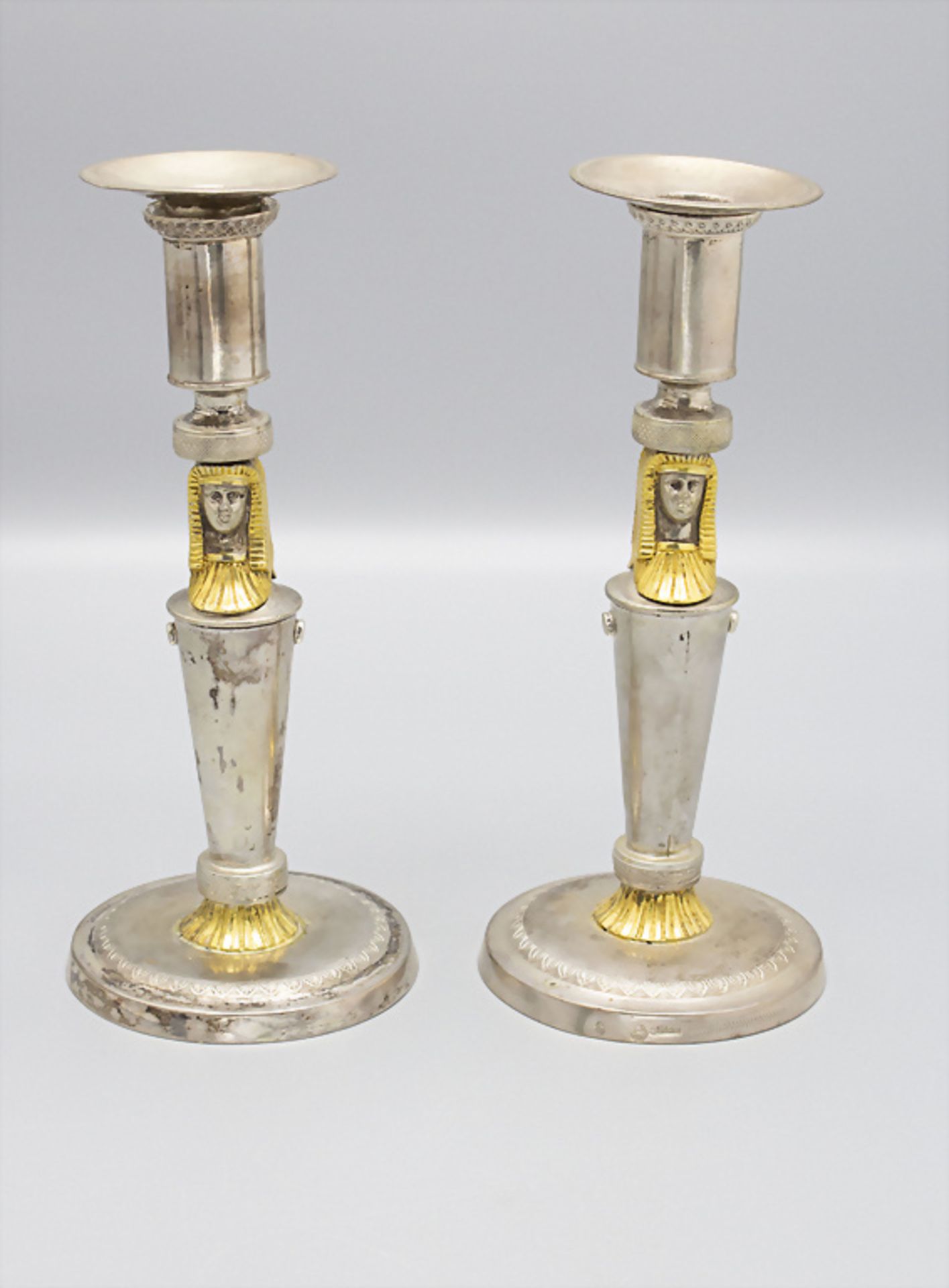 Paar Empire Kerzenleuchter / A pair of Empire silver candlesticks, Georg Heinrich Steffen, ...