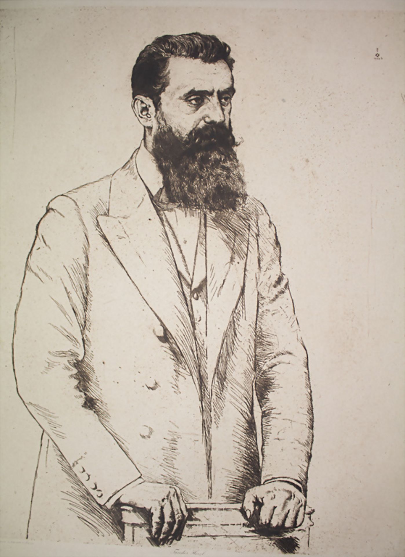 Herrmann STRUCK (1876-1944), 'Portrait Theodor Herzel', 20. Jh. - Bild 2 aus 4