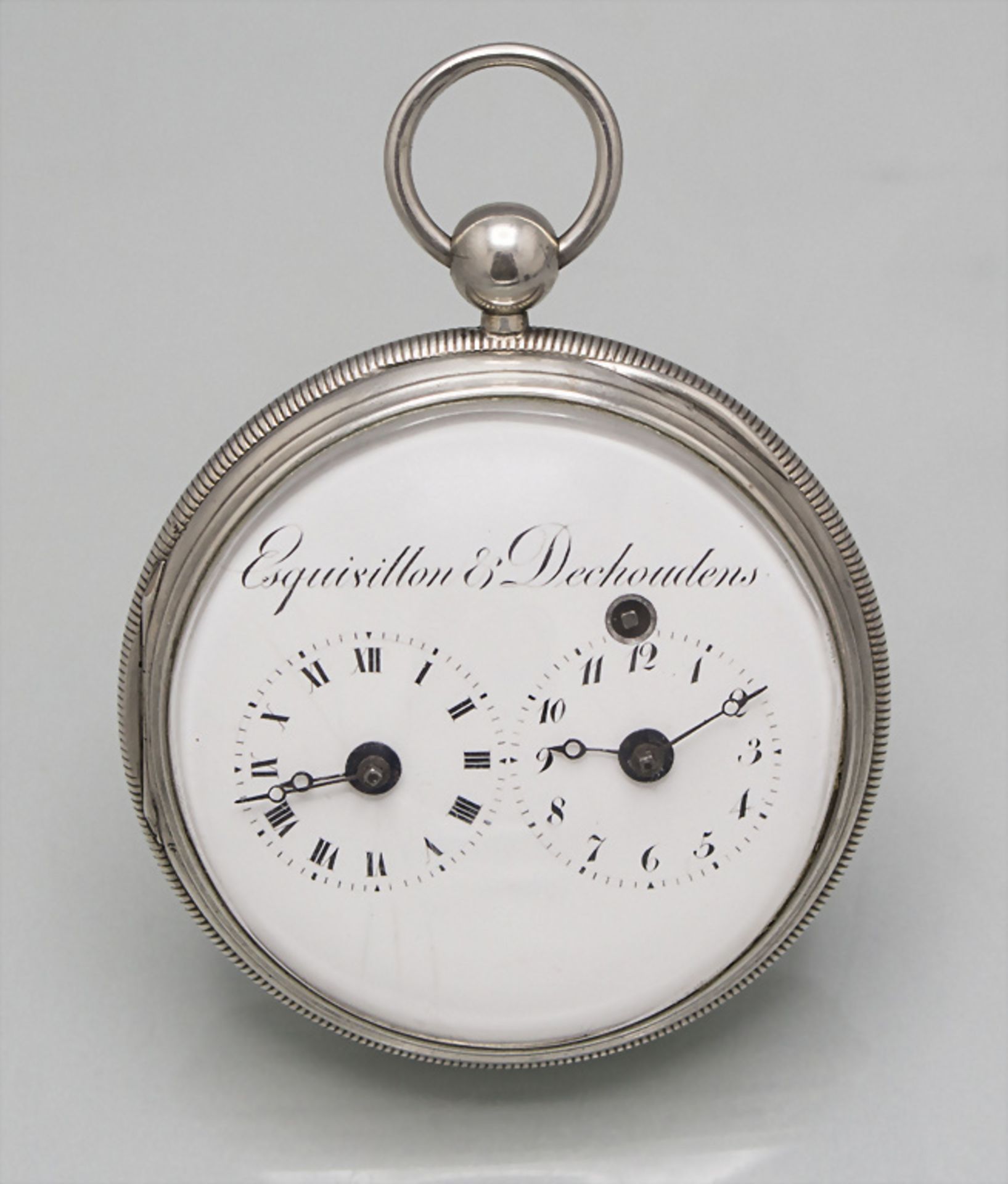 Taschenuhr mit zwei Zeitzonen / A silver pocket watch with 2 time zones, Esquivillon & ...