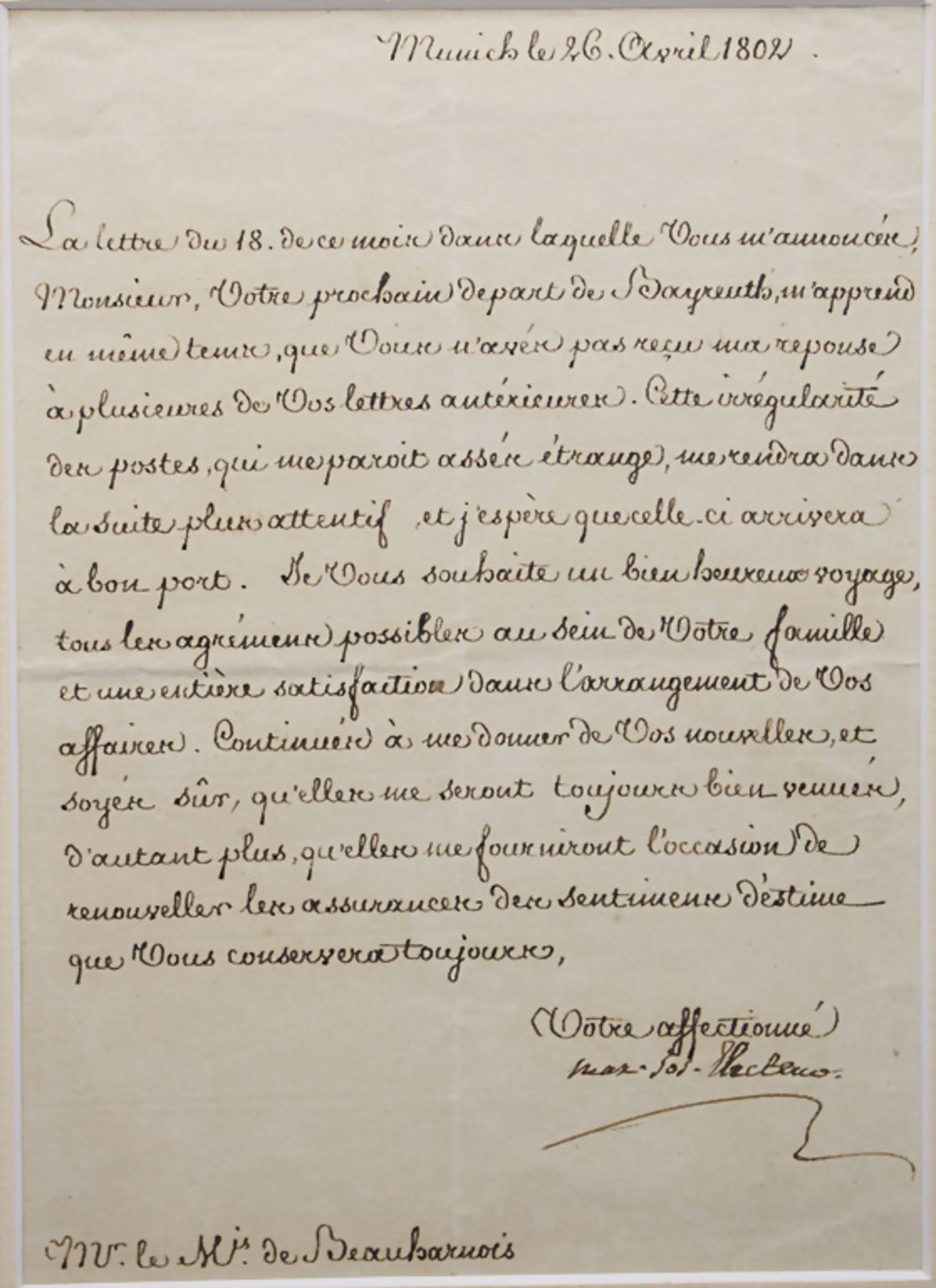 Dankschreiben / Two letters of thanks, Autograph Max IV. Joseph Herzog von Pfalz-Bayern ... - Image 2 of 4