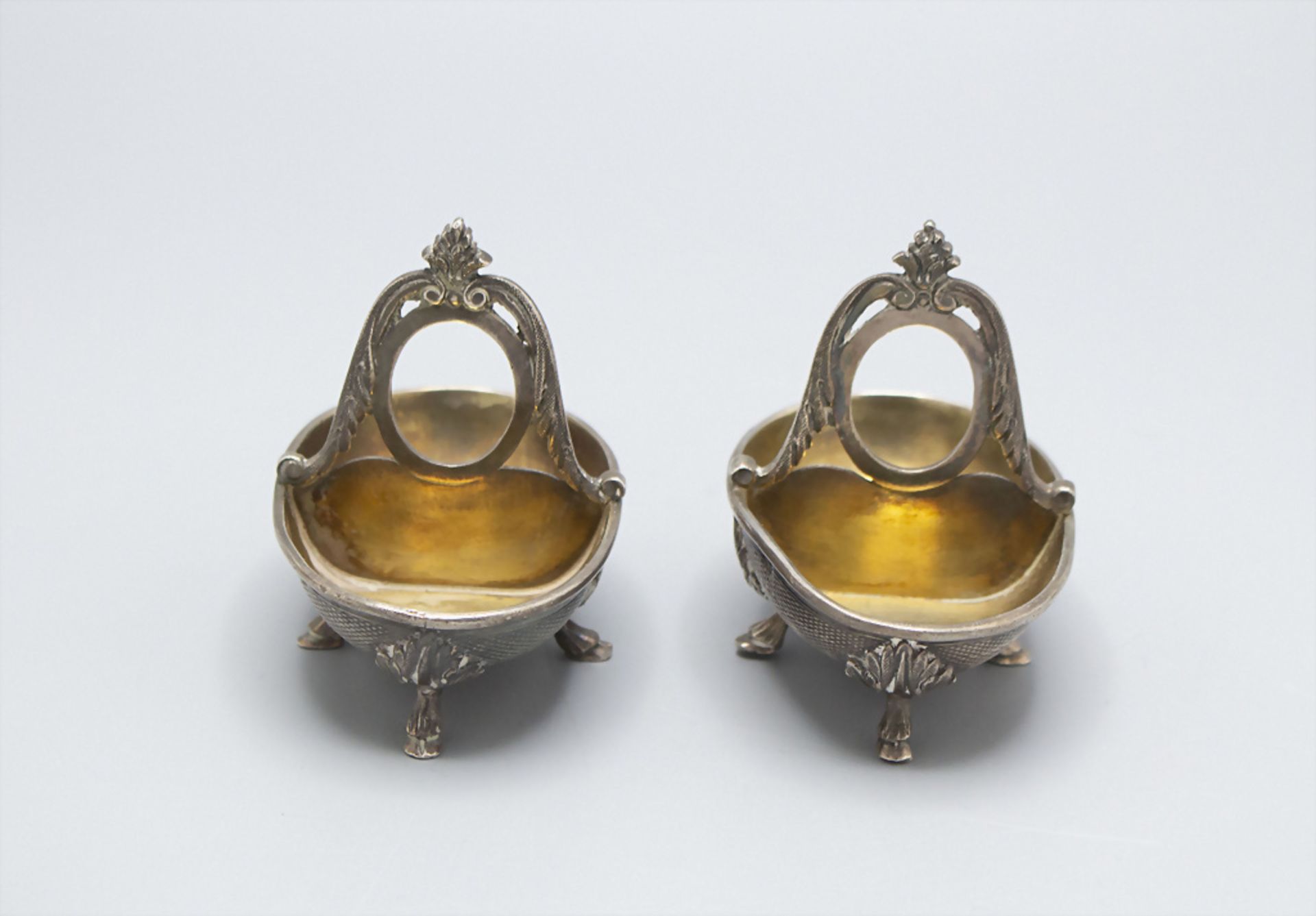 Paar Doppelsalieren / Gewürzschälchen / A pair of silver double salt cellars, Frankreich, 19. Jh. - Image 3 of 5