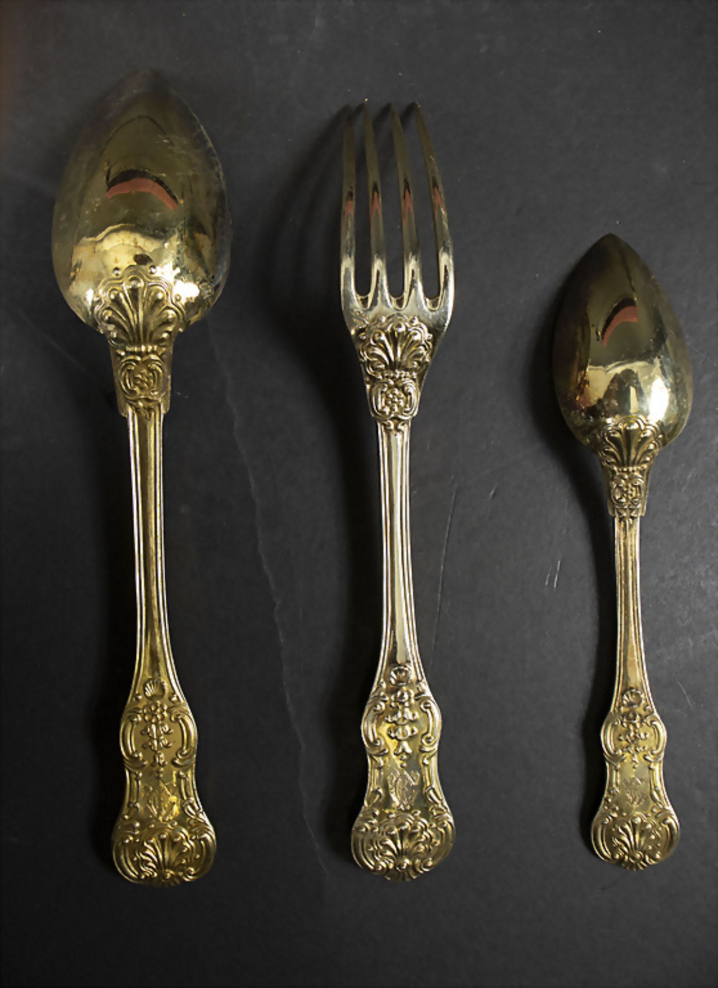 Silberbesteck für 24 Personen / 72 pieces of gilded silver cutlery, Francois Xavier Jeannotat, ... - Bild 5 aus 12