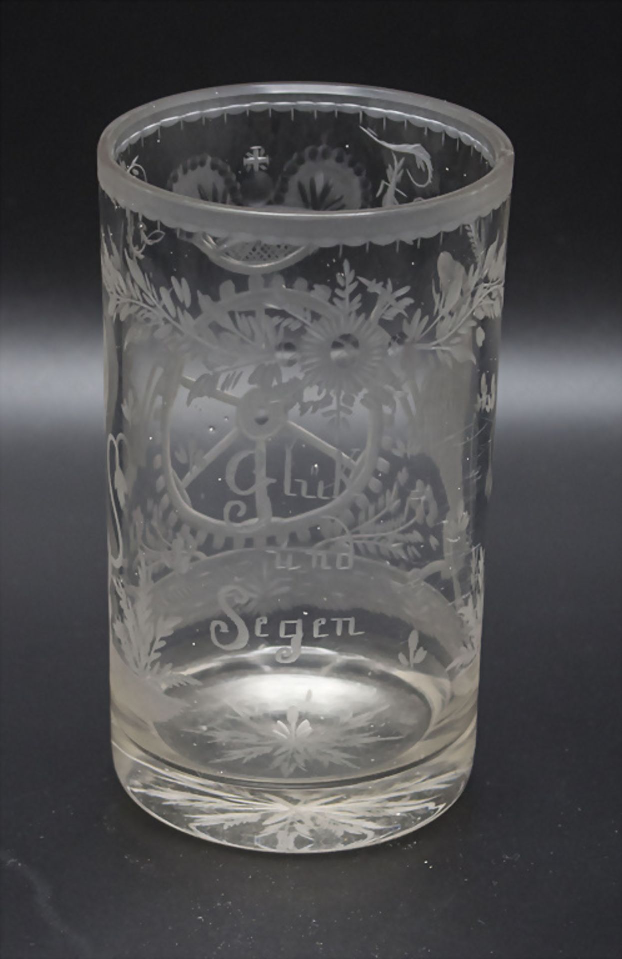 Becher eines Müllers / A glass beaker of a miller, Böhmen, um 1800