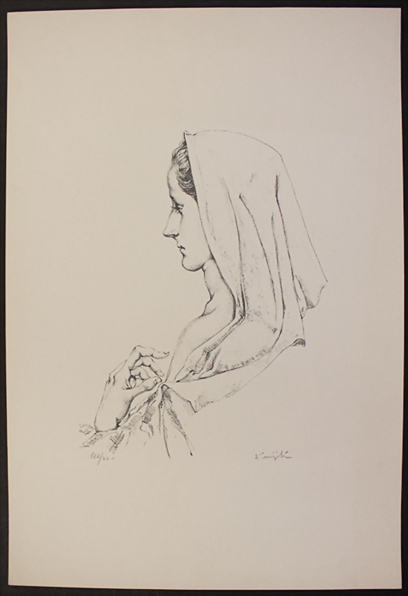 Tsuguharu FOUJITA (1886-1968), 'Profil de Madonne' / 'Marienprofil' / 'Mary in profile' - Image 2 of 4