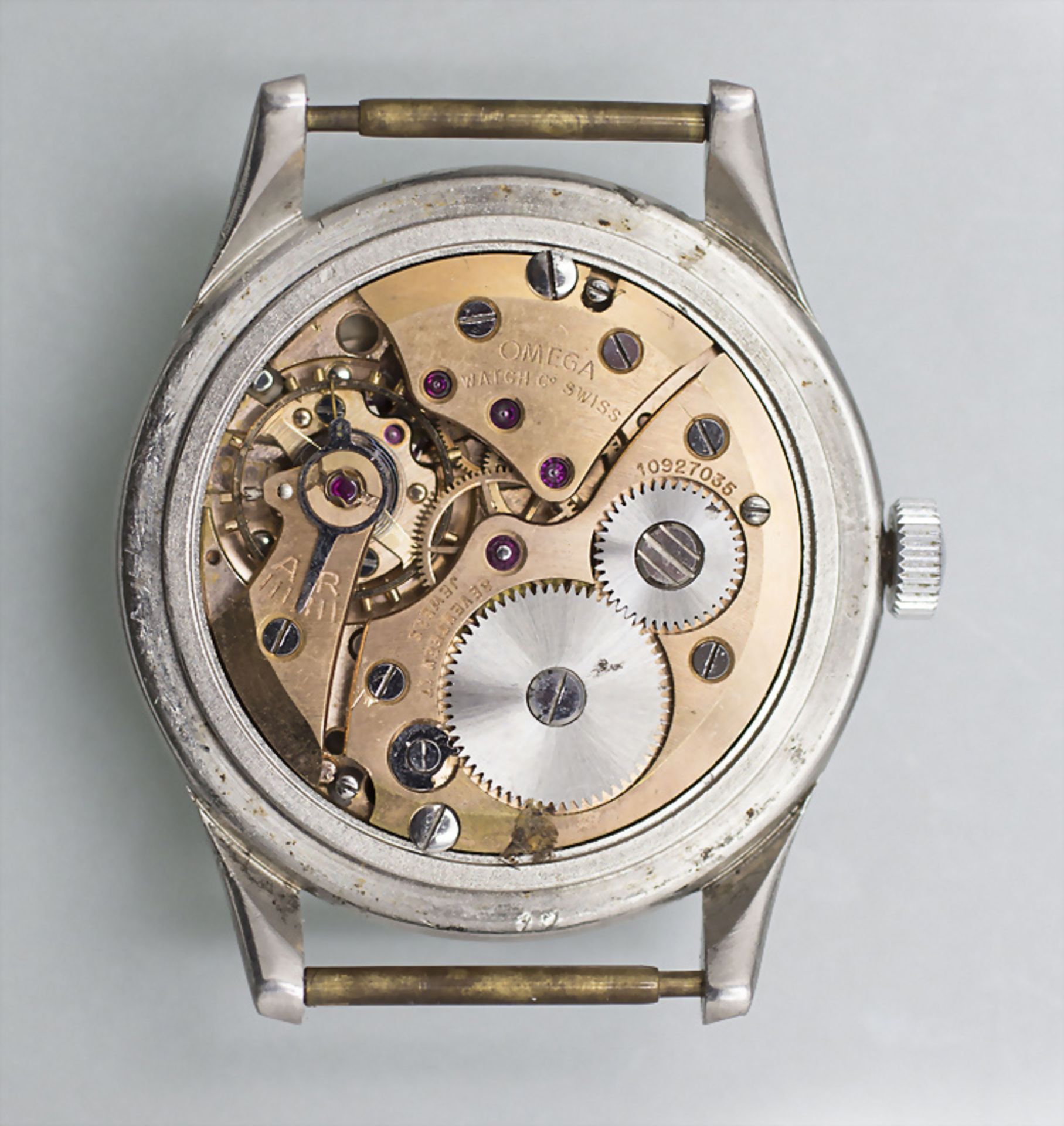 Omega Vollkalenderuhr mit Mondphase, Swiss /Schweiz, um 1944-1946 - Bild 3 aus 6