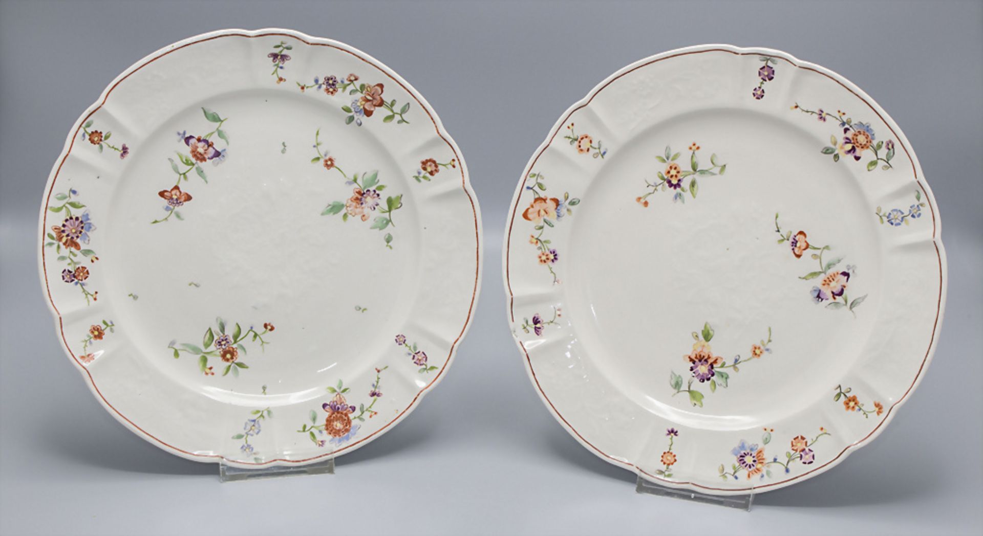 Paar Teller / Two plates, Frankenthal, Paul Hannong, 1755-1759