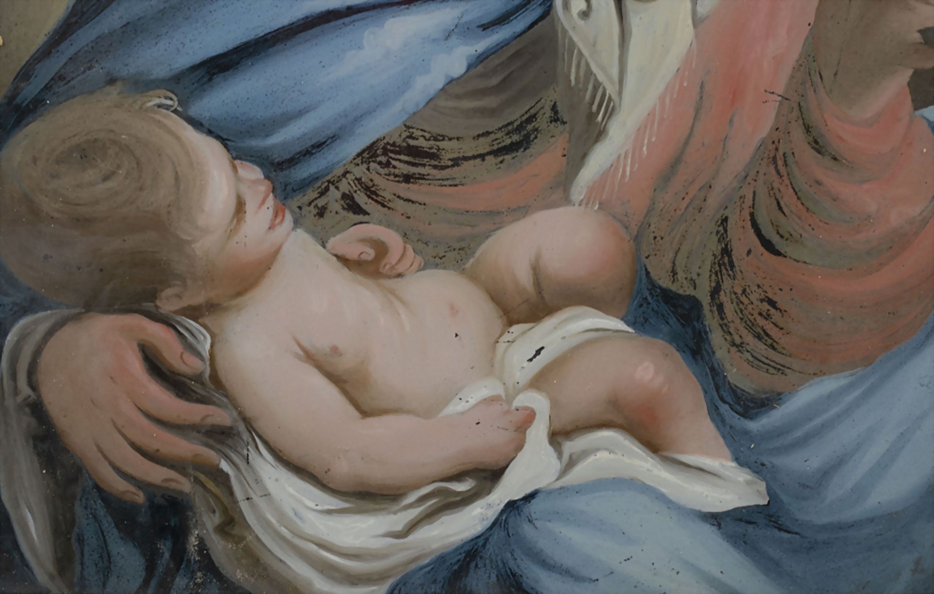 Hinterglasmalerei 'Maria mit Jesuskind' / 'Madonna with Jesus', Augsburger Schule, 18./19. Jh. - Image 5 of 6