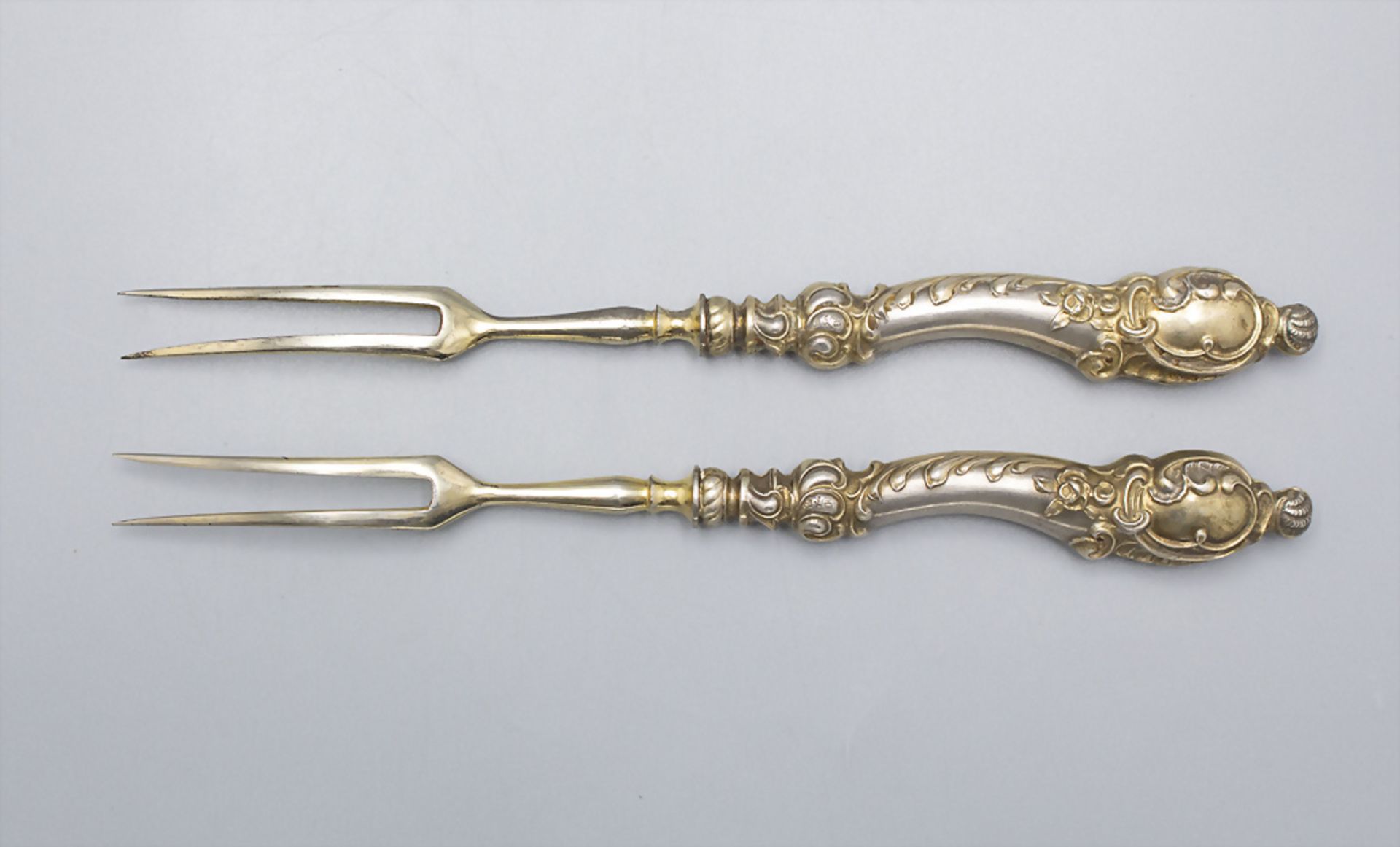 Paar Aufschnittgabeln / A pair of cold meat forks, Emil Hermann, Waldstetten, um 1880