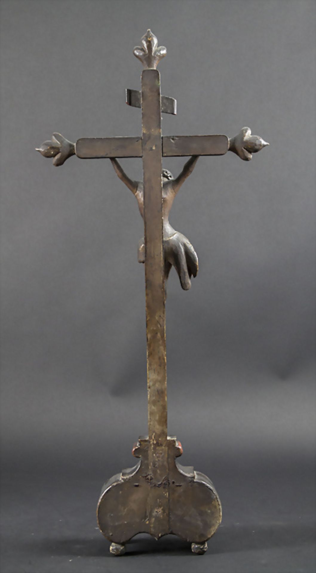 Barockes Standkreuz Kruzifix / A Baroque wooden standing cross crucifix, 18. Jh. - Image 3 of 6