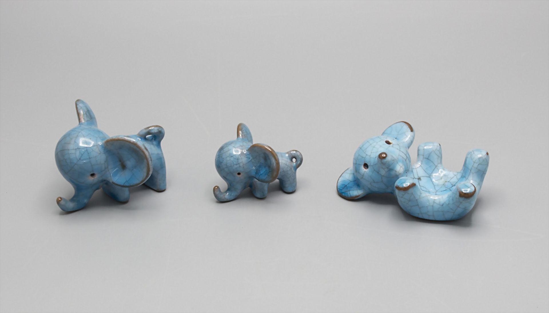 3 Tierfiguren 'Zwei Elefanten' und 'Maus' / 3 animal figures '2 elephants and a mouse', Walter ...