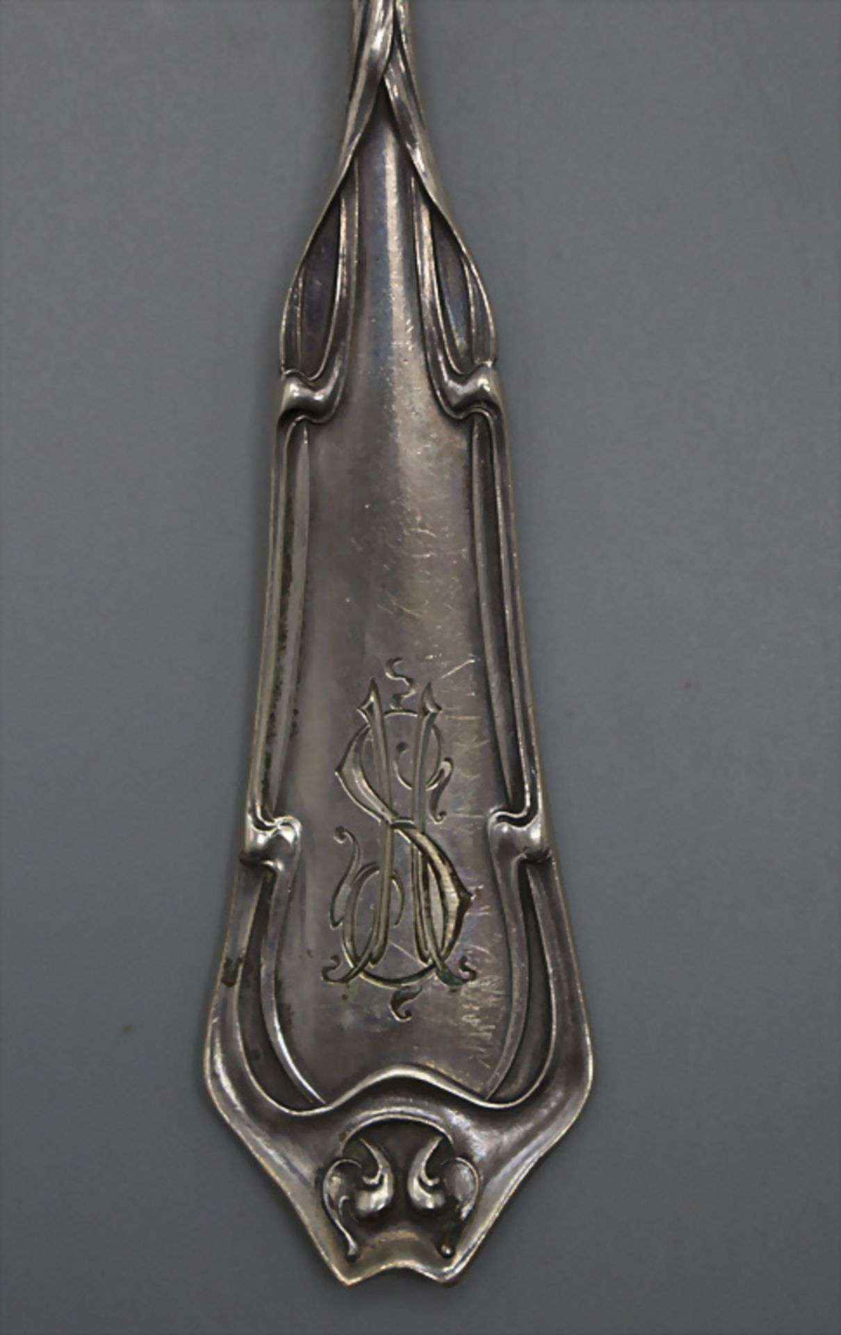 3 Jugendstil  Vorlegelöffel / 3 silver Art Nouveau serving spoons, deutsch, um 1900 - Bild 3 aus 5