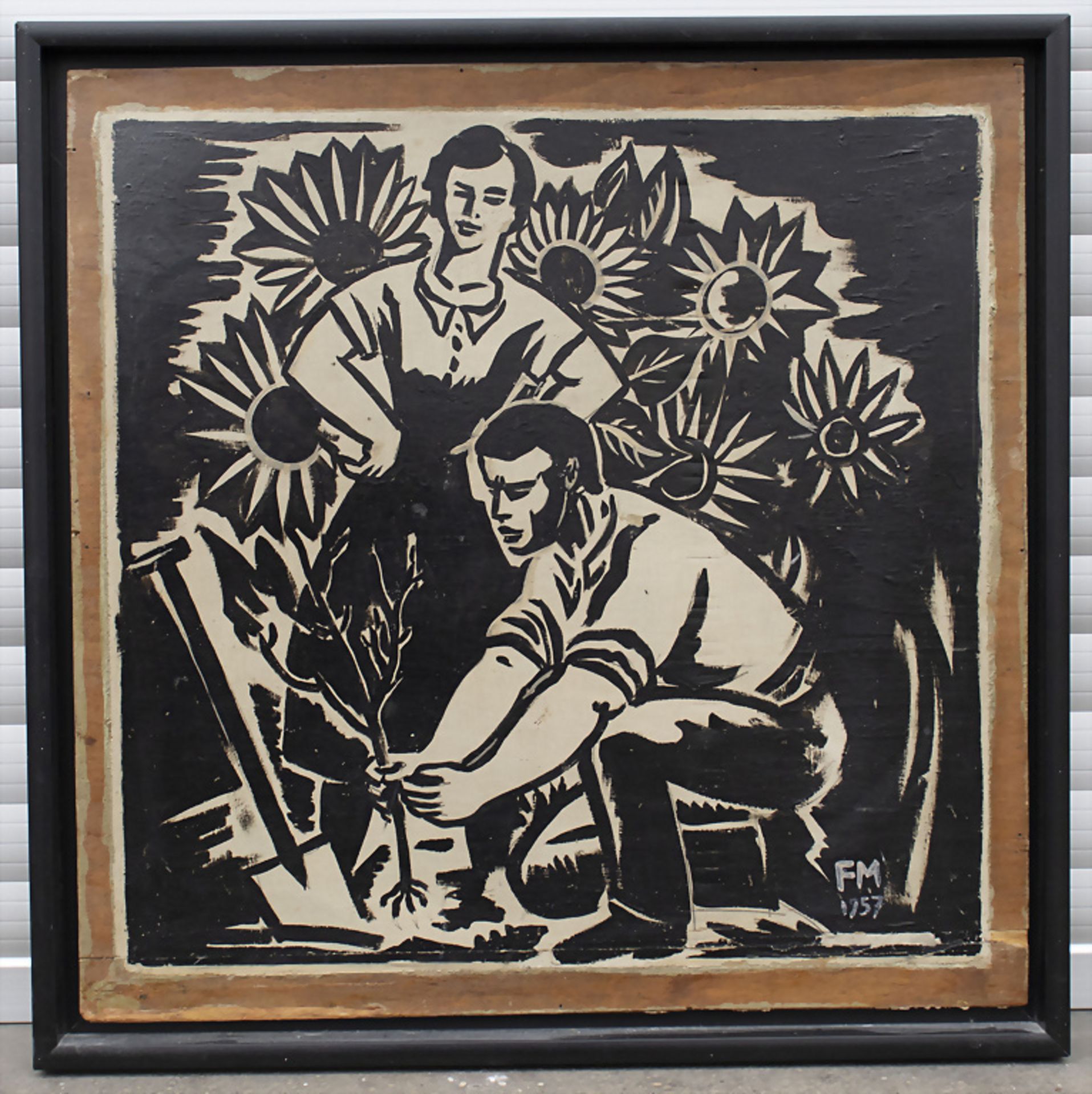 Frans MASEREEL (1889-1972), 'Sonnenblumengärtner' / 'Sunflower gardeners', 1957 - Bild 2 aus 7