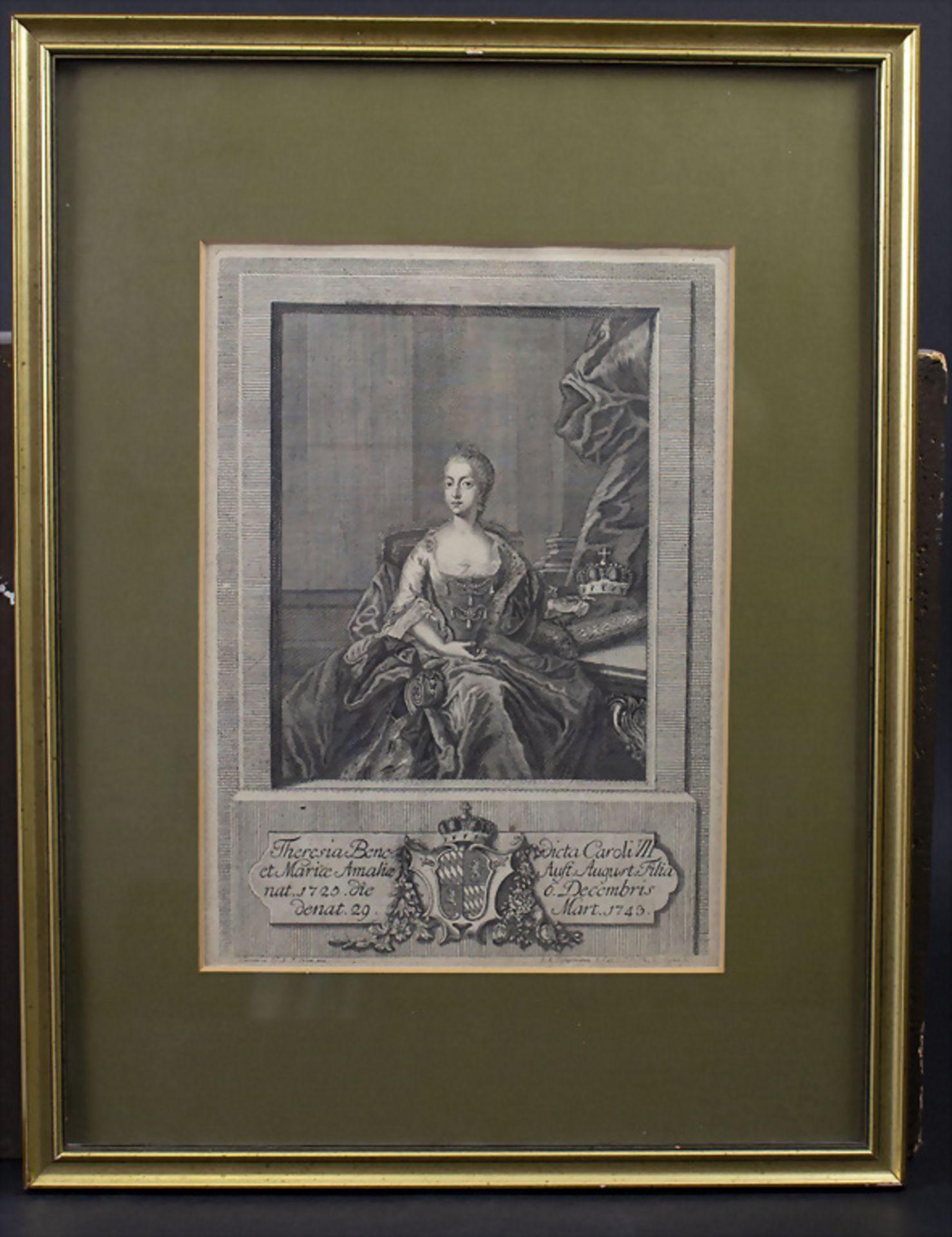 Porträt-Stich 'Theresia Benedicte von Bayern', 19. Jh. - Bild 2 aus 6