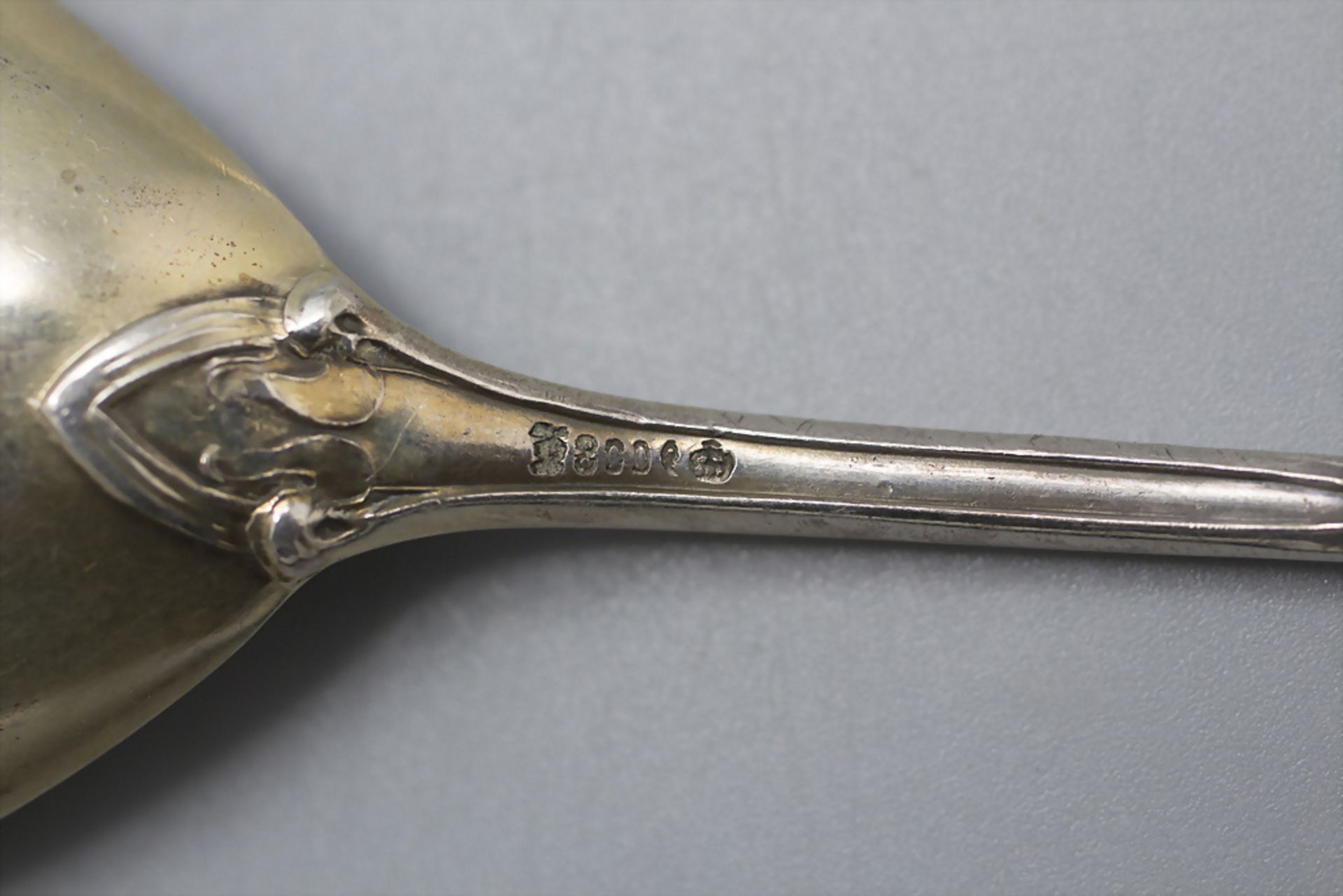 3 Jugendstil Vorlegelöffel / 3 silver Art Nouveau serving spoons, deutsch, um 1900 - Image 5 of 5