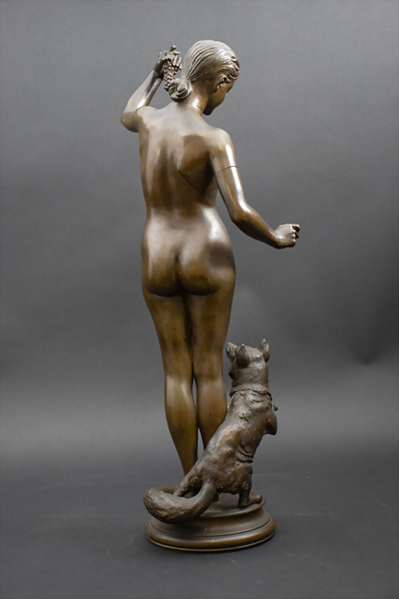 Albert Félix MULOT (1847-1922), Jugendstil Bronzeplastik 'Stehender weiblicher Akt mit Hund' / ... - Image 5 of 8