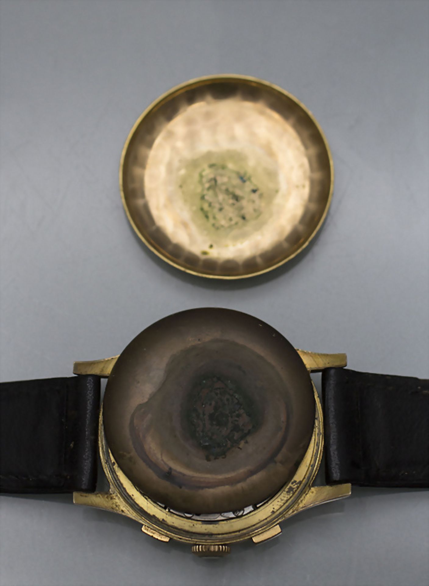 Herrenarmbanduhr / Chronograph / An 18 ct gold men's wristwatch, Schweiz / Swiss, um 1940 - Image 5 of 8