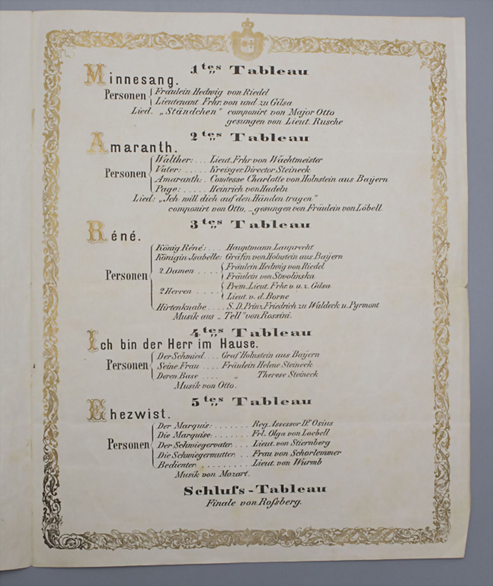 Programmplan Vorabendgestaltung zur Hochzeit Marie Prinzessin zu Waldeck und Pyrmont und Prinz ... - Image 2 of 3