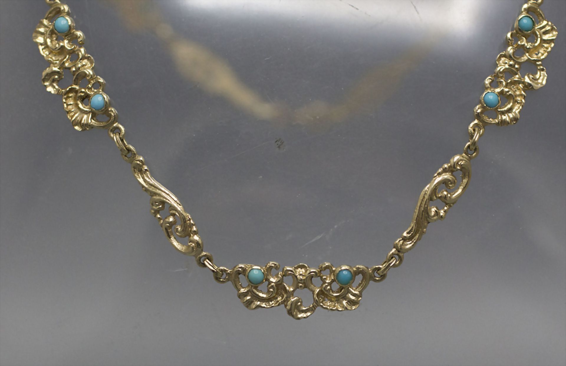 Halskette mit Türkisen / A 14 ct gold necklace with turquoises - Bild 2 aus 2