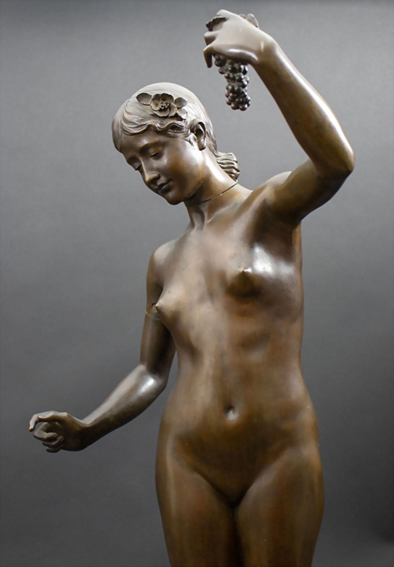 Albert Félix MULOT (1847-1922), Jugendstil Bronzeplastik 'Stehender weiblicher Akt mit Hund' / ... - Bild 2 aus 8