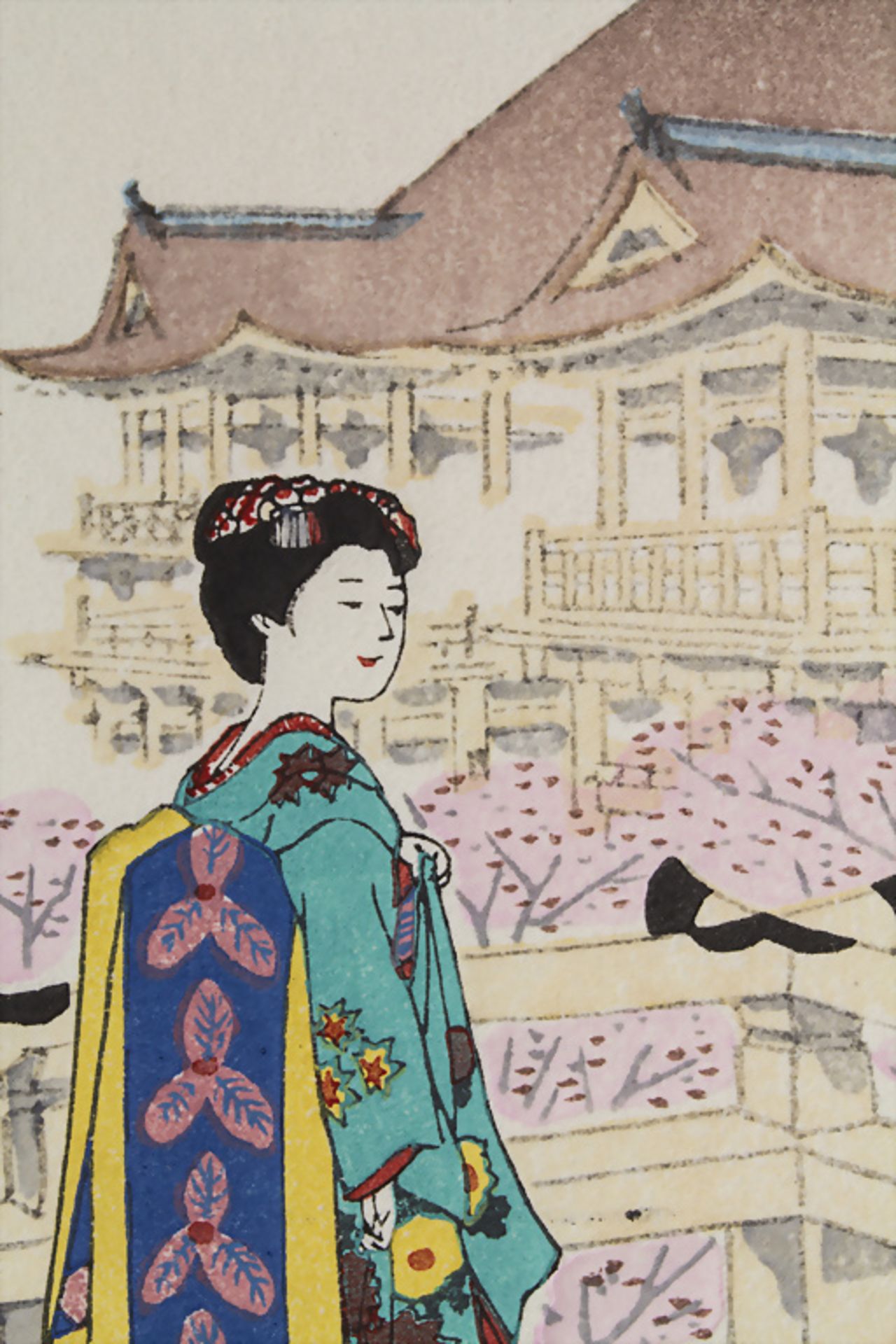 Benji Asada (1899-1984), 'Geisha vor Kirschblüten' / 'A geisha in front of cherry blossoms' - Image 2 of 4