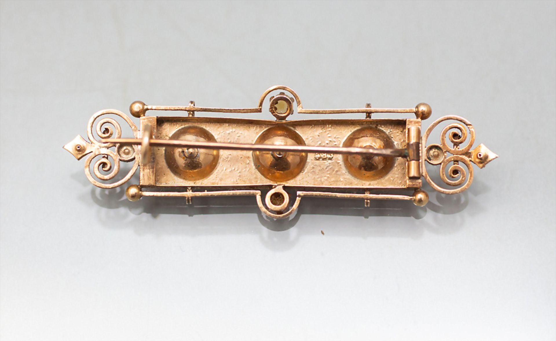 Brosche mit Saatperlen / A 14 ct gold brooch with pearls - Bild 2 aus 2
