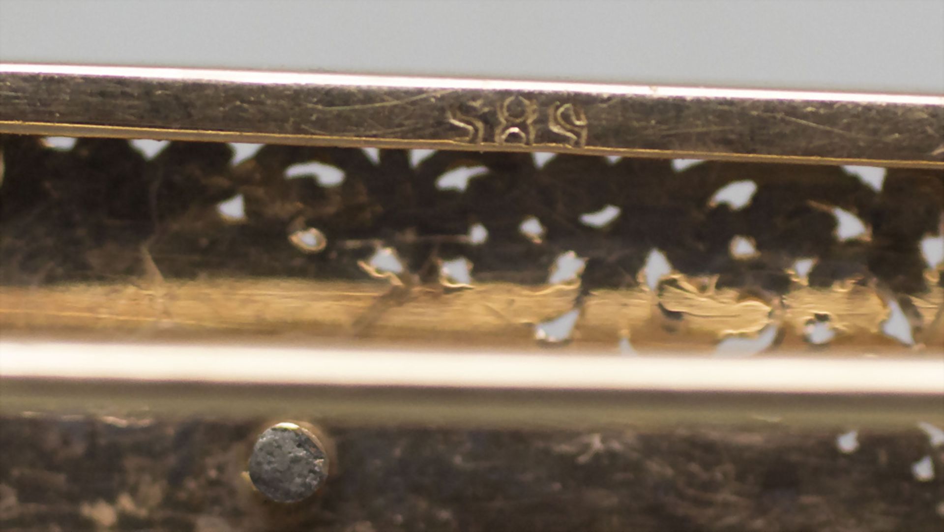 Brosche mit Diamanten und Saatperlen / A 14 ct gold brooch with diamonds and pearls - Bild 3 aus 3