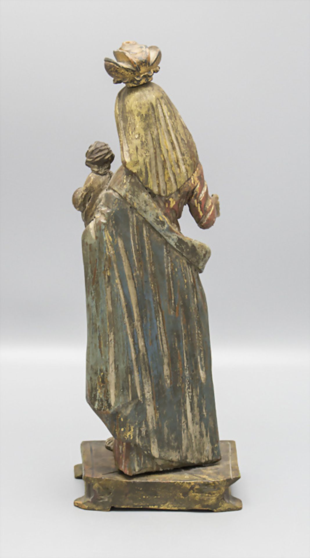 Holzskulptur einer Madonna mit Kind / A wooden sculpture of mother Mary with child, 18. Jh. - Image 4 of 6