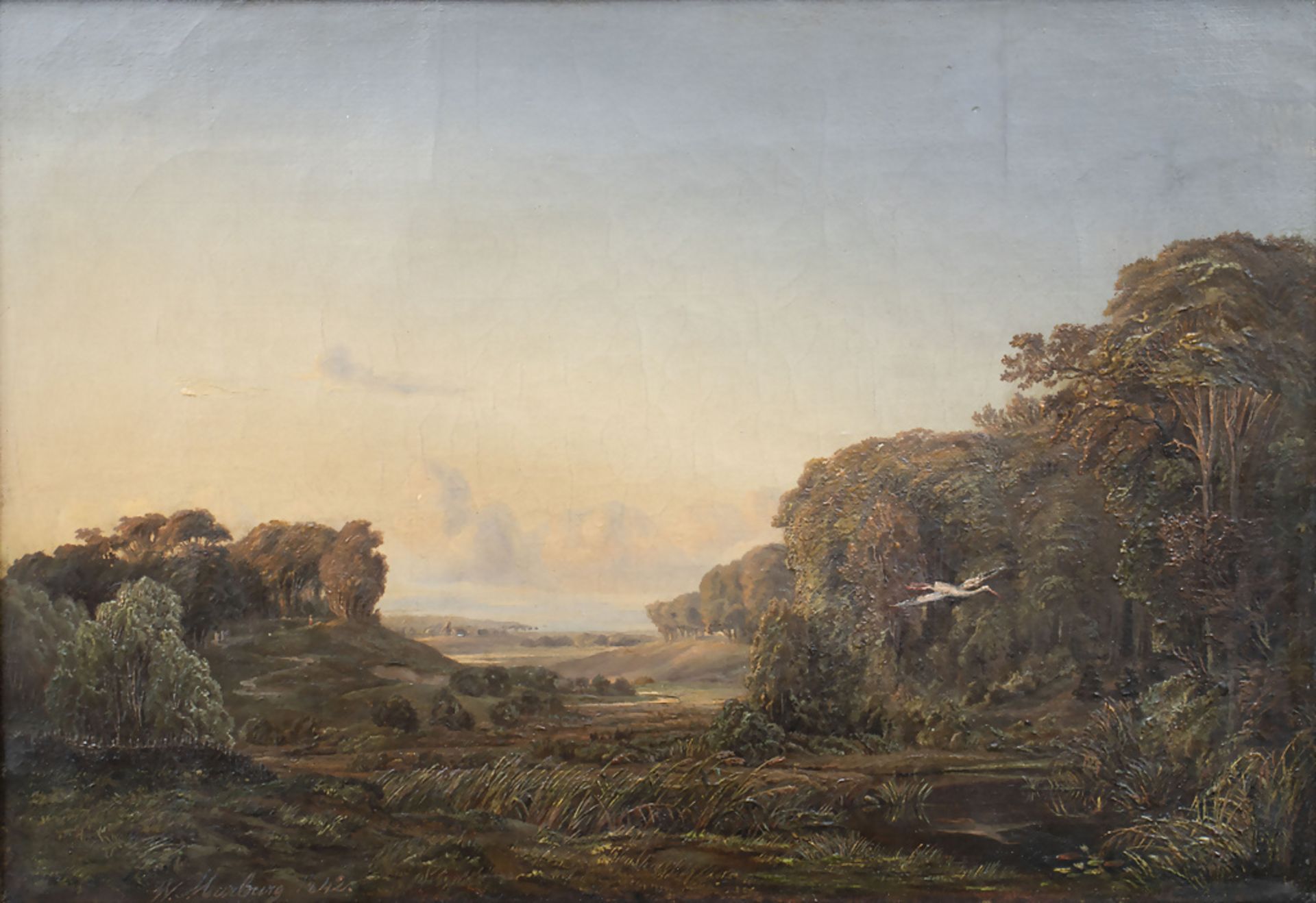 Monogrammist des 19. Jh., 'Landschaft mit Reiher' / 'A landscape with heron', 1842
