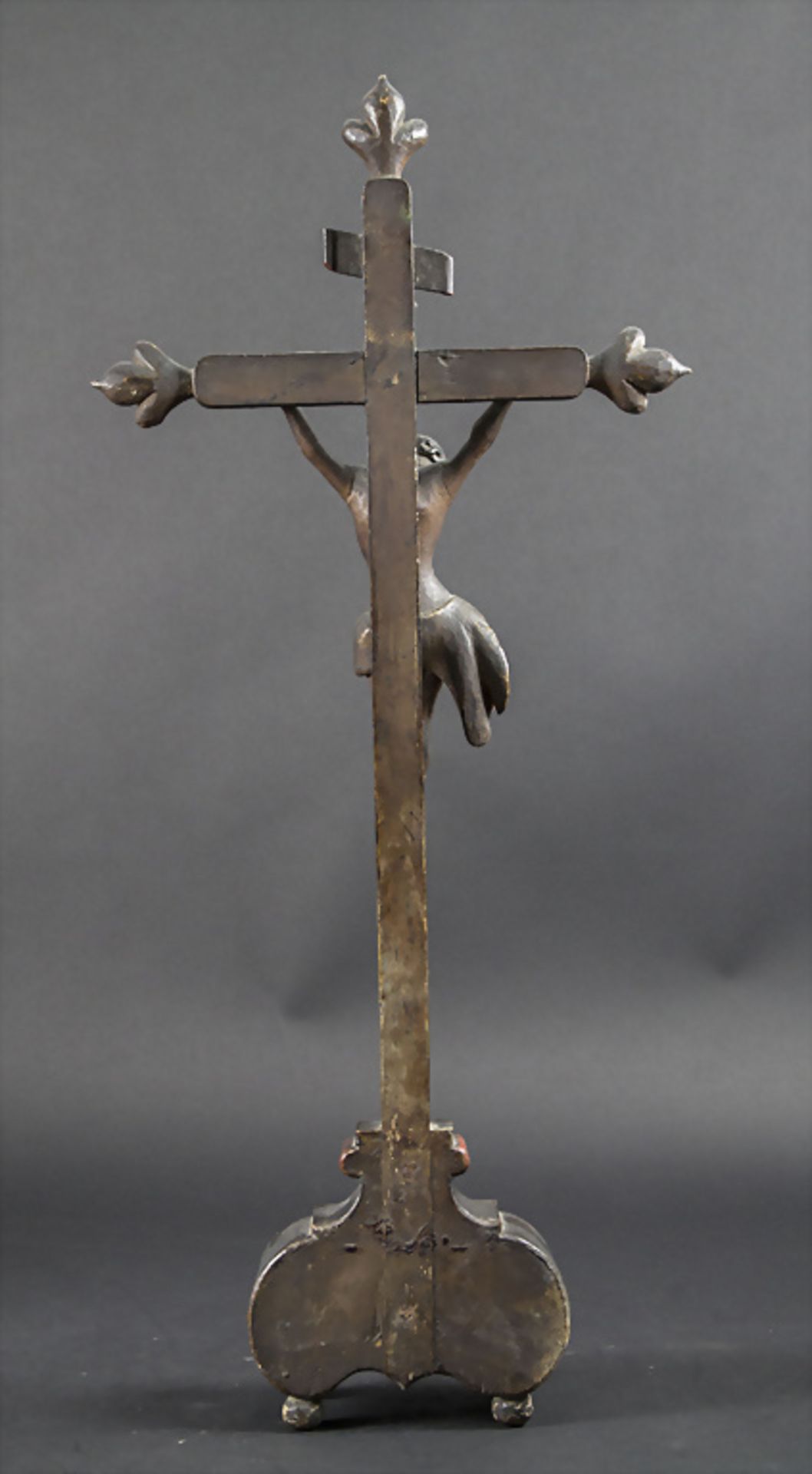 Barockes Standkreuz Kruzifix / A Baroque wooden standing cross crucifix, 18. Jh. - Bild 3 aus 6