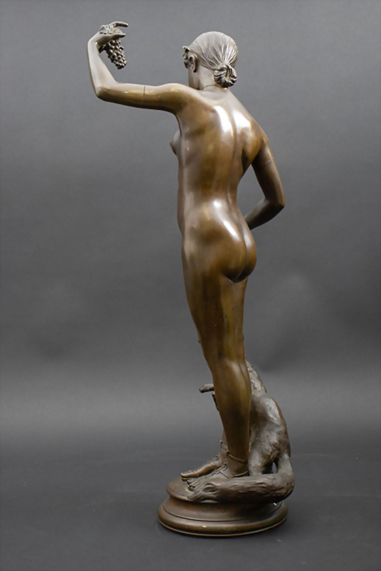 Albert Félix MULOT (1847-1922), Jugendstil Bronzeplastik 'Stehender weiblicher Akt mit Hund' / ... - Bild 6 aus 8