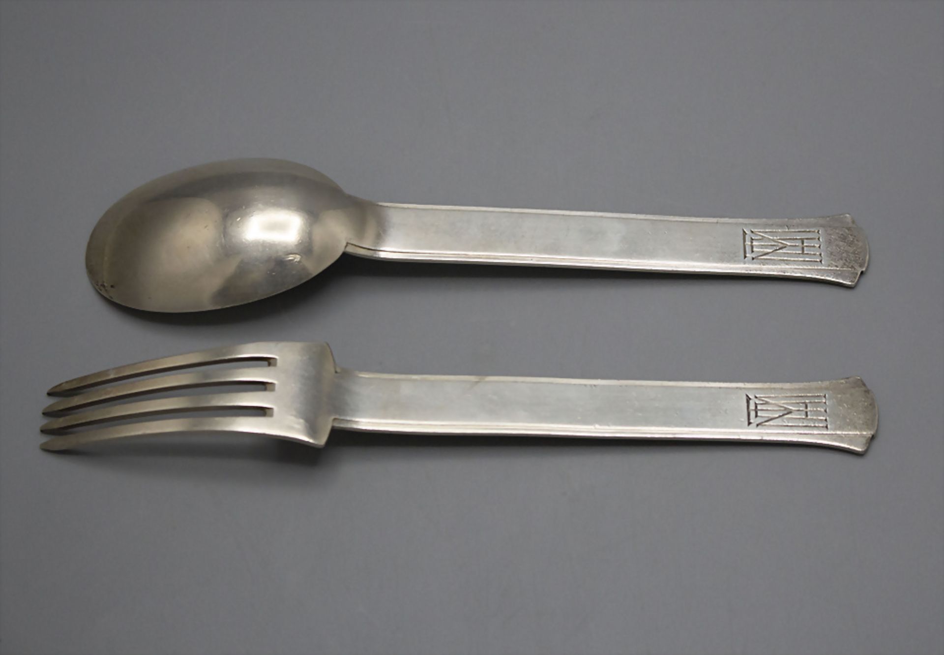 Art Déco Gabel und Löffel im Etui / An Art Deco fork and a spoon, Louis Ravinet & Charles ... - Image 4 of 7