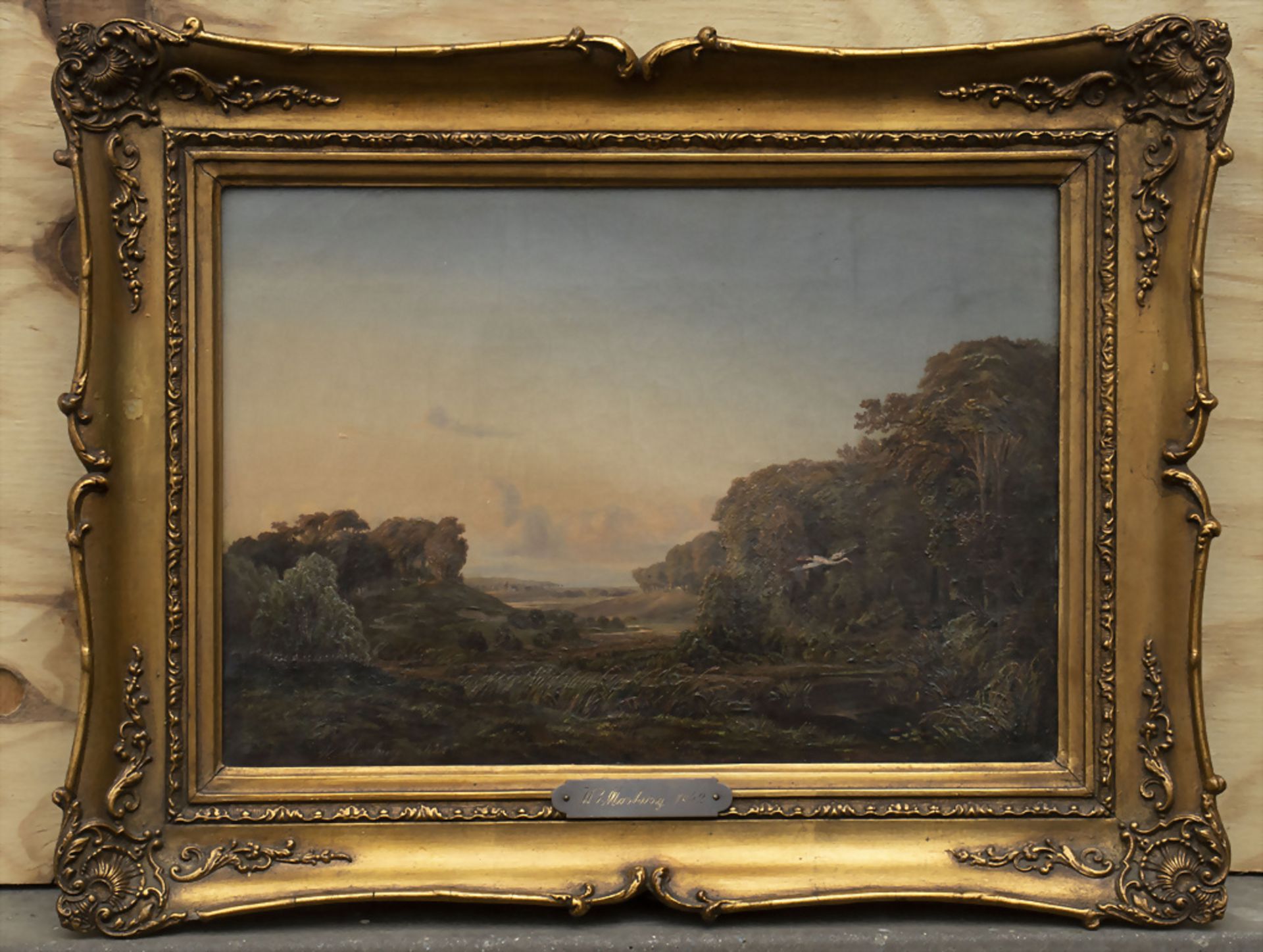 Monogrammist des 19. Jh., 'Landschaft mit Reiher' / 'A landscape with heron', 1842 - Image 2 of 7